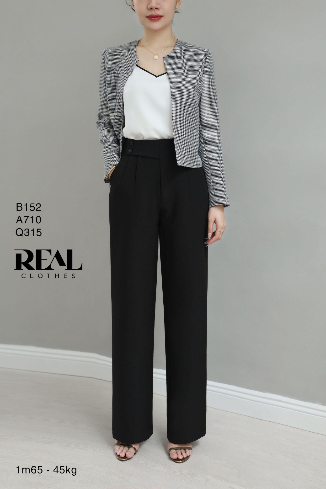 Blazer cổ tròn zigzag đen