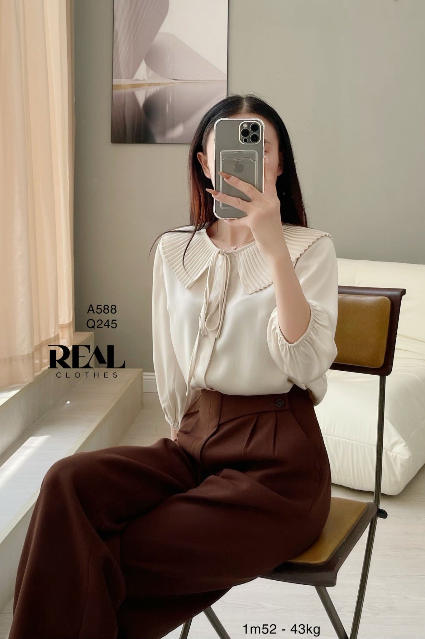 Quần suông Tokyo nút nâu đậm