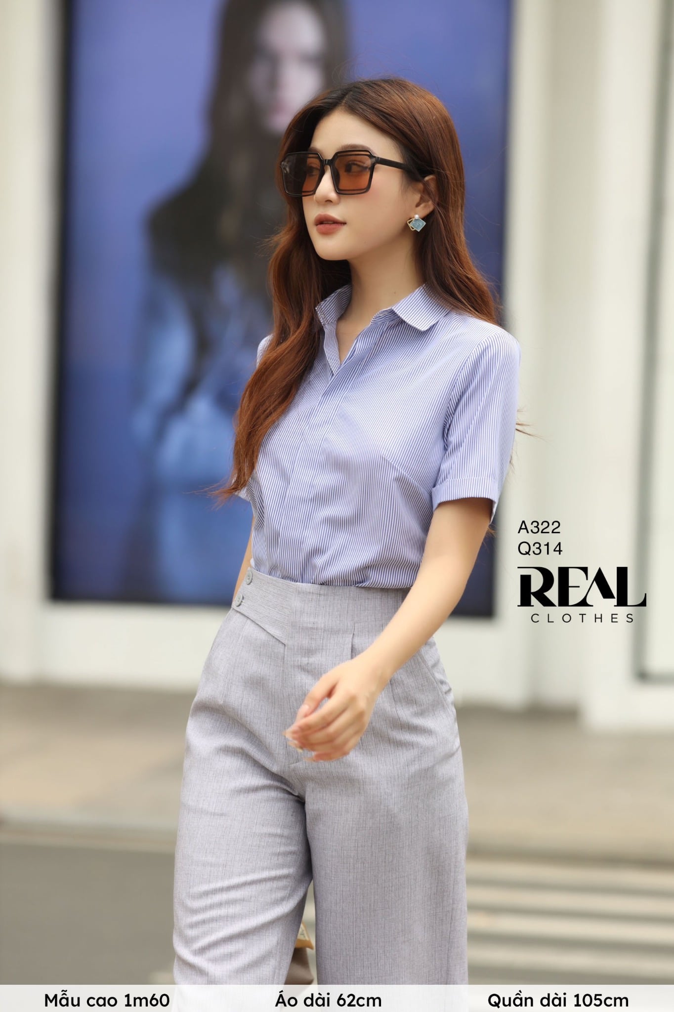 Sơ mi sọc xanh đậm tay đủ SALE