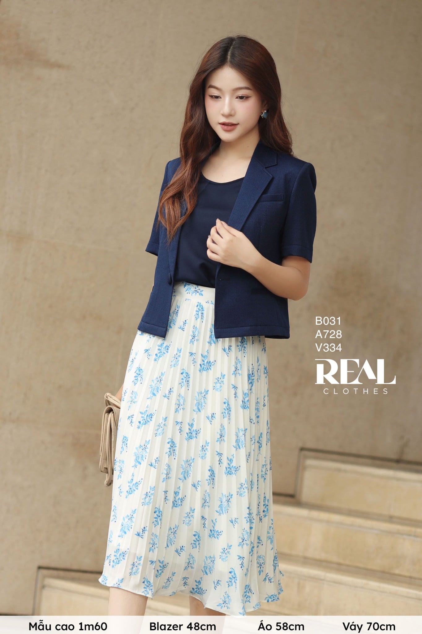 Váy rẻ quạt hoa blue FINAL SALE - size XS