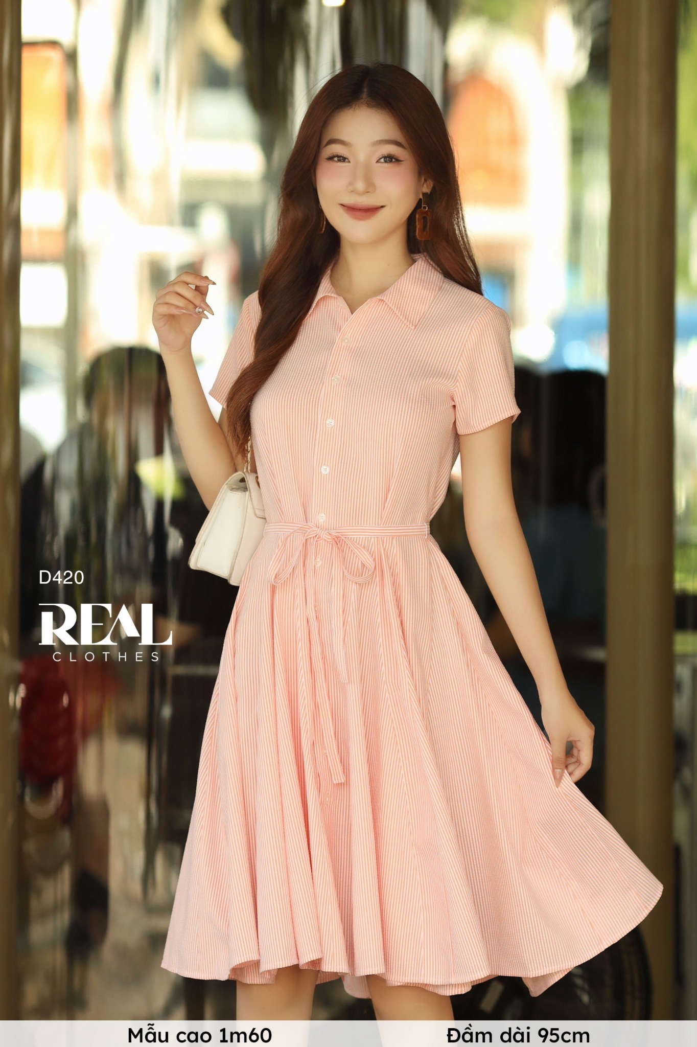 Đầm mùa hè sọc cam