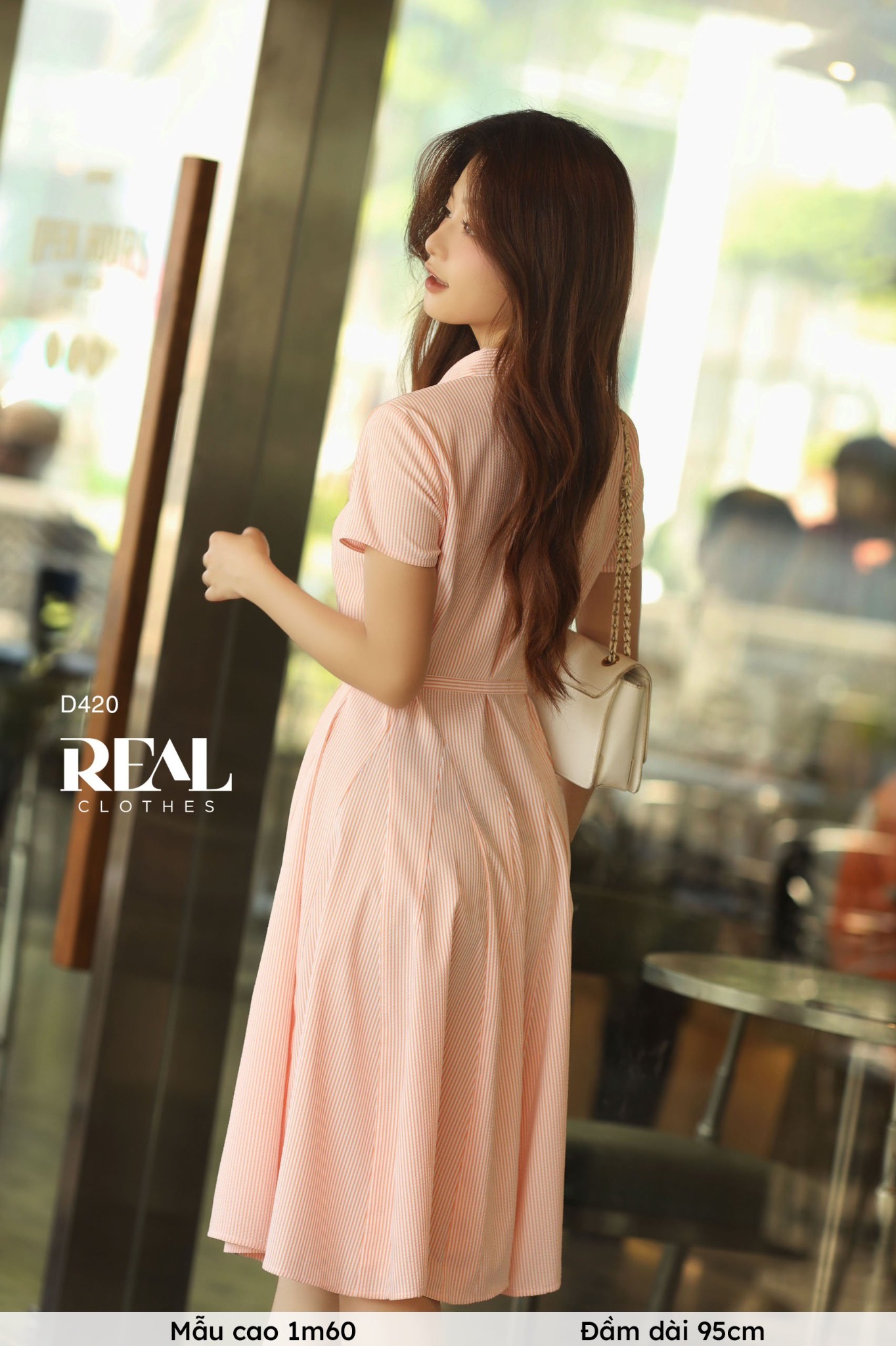 Đầm mùa hè sọc cam