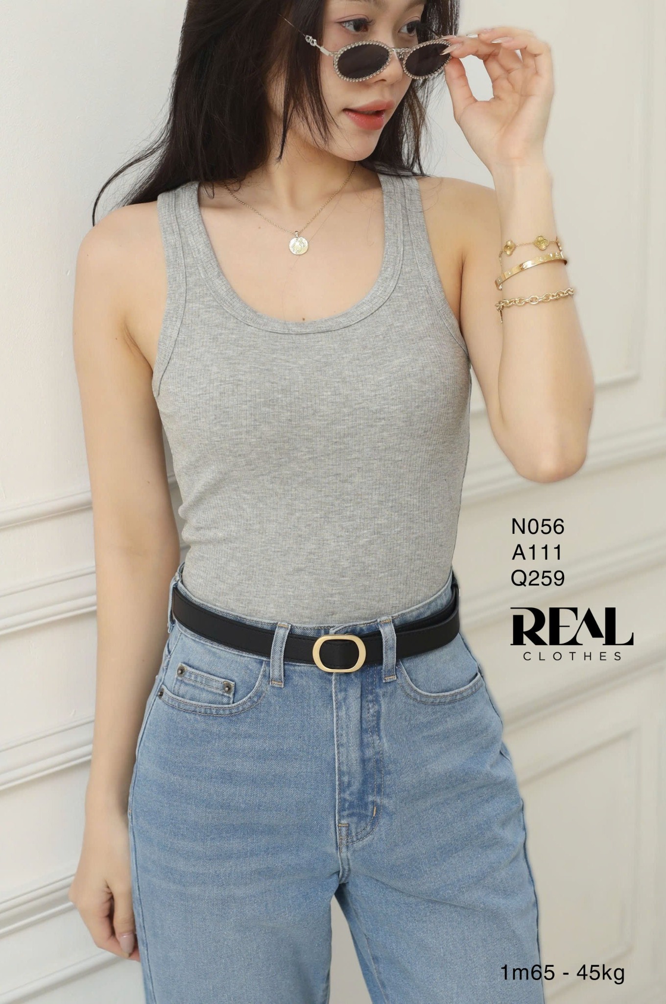 Áo tank top 3 lỗ xám SALE