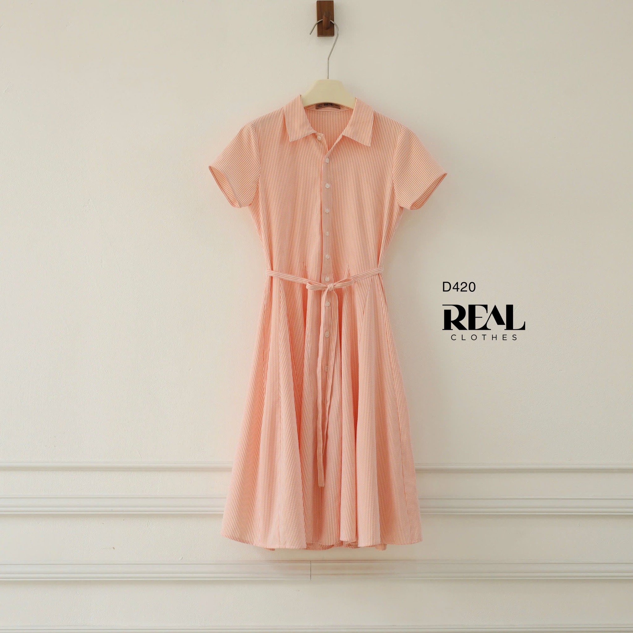 Đầm mùa hè sọc cam