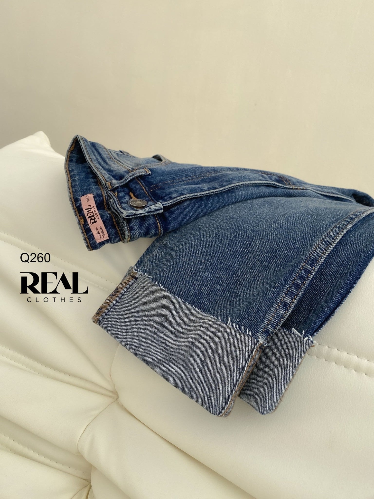 Quần Jeans lật lai xanh đậm - size XS