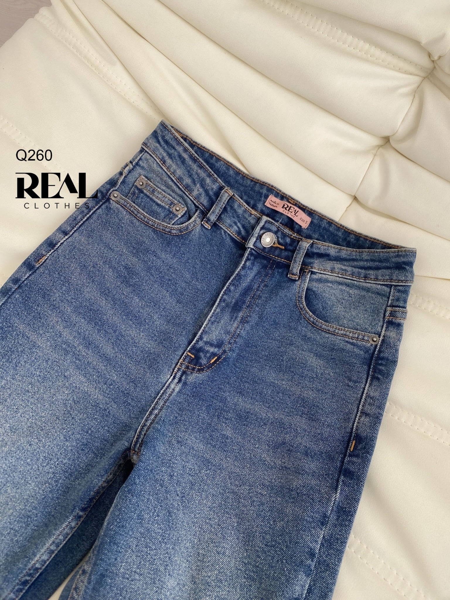 Quần Jeans lật lai xanh đậm - size XS
