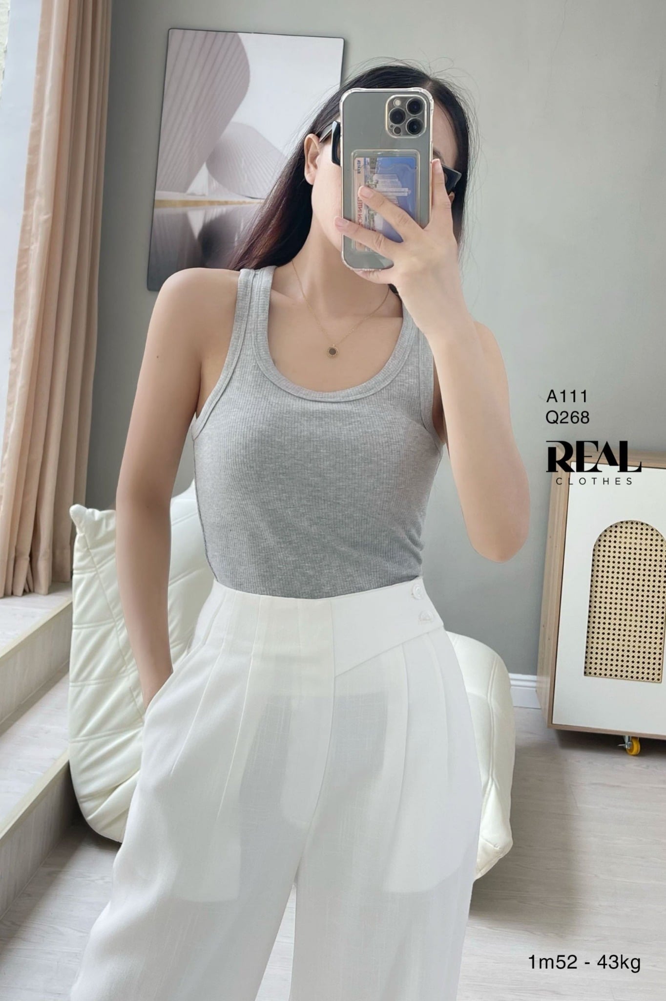 Áo tank top 3 lỗ xám SALE