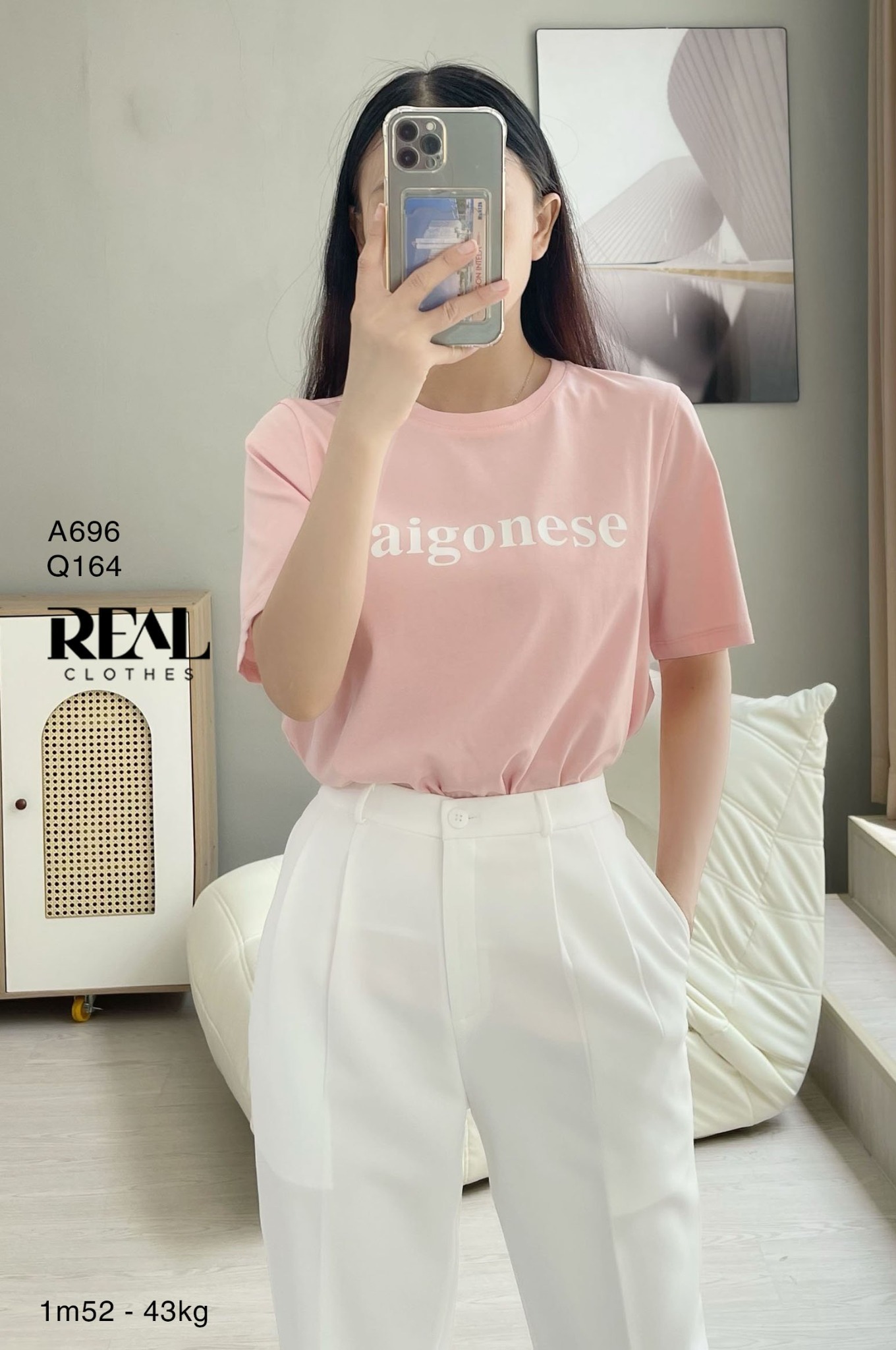 Áo thun cotton hồng SAIGON SALE