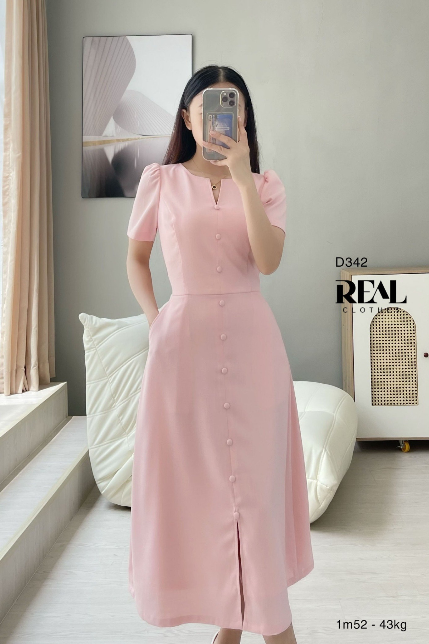 Đầm london linen hồng