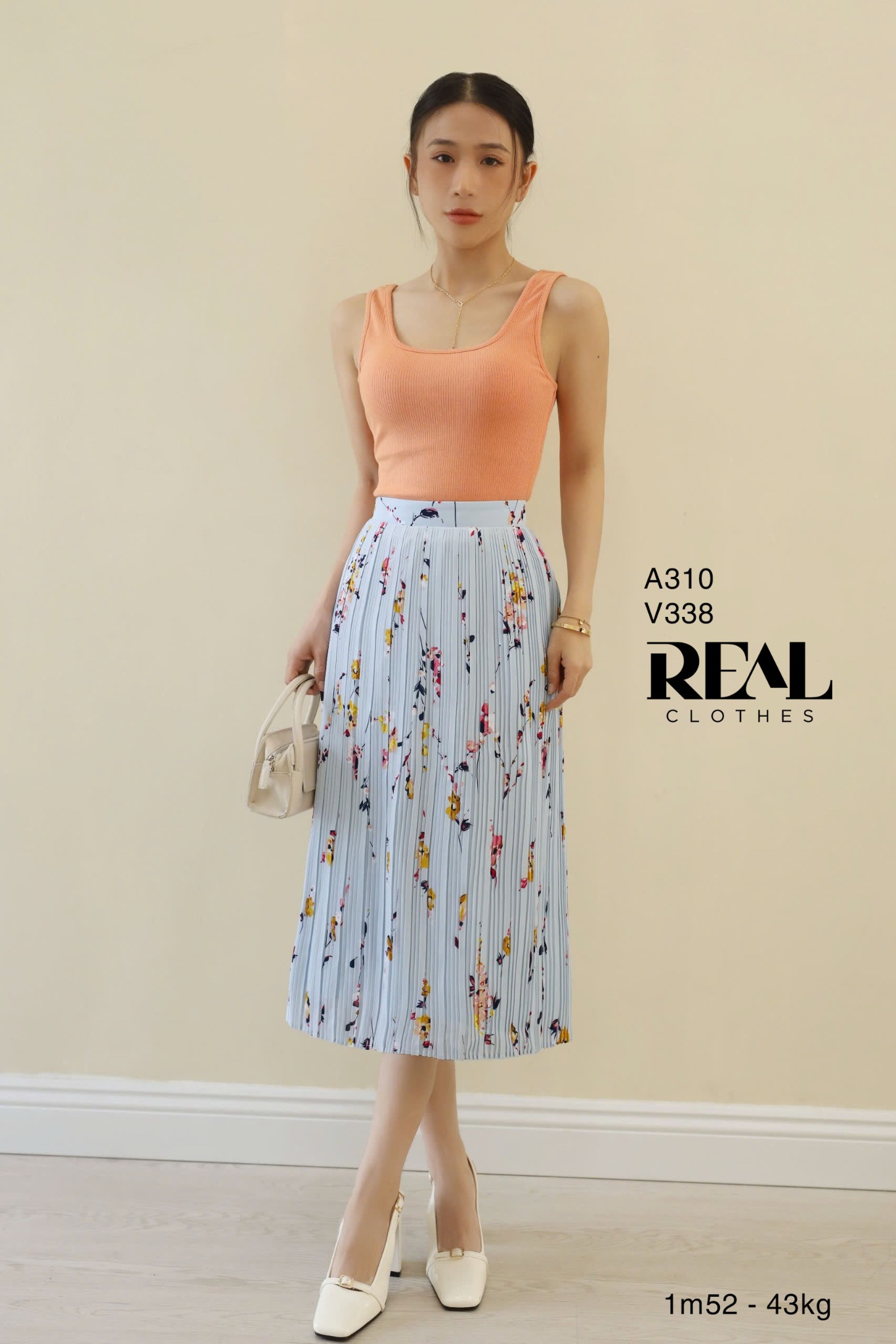 Áo tank top cổ U cam SALE