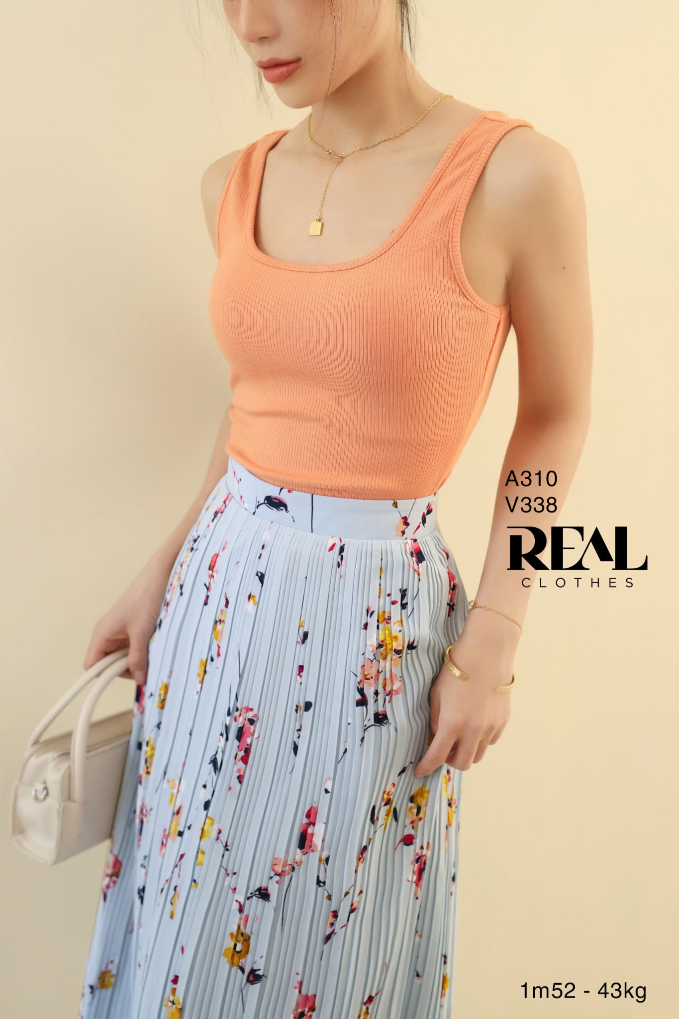 Áo tank top cổ U cam SALE