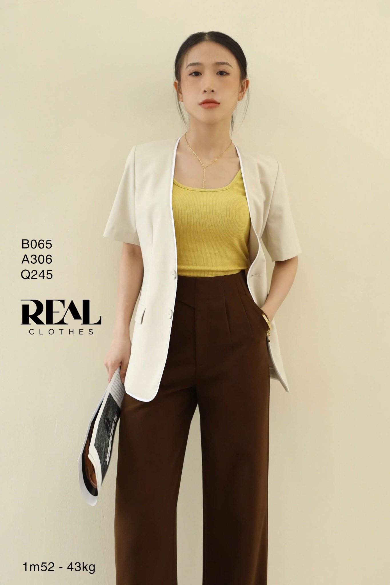 Quần suông Tokyo nút nâu đậm