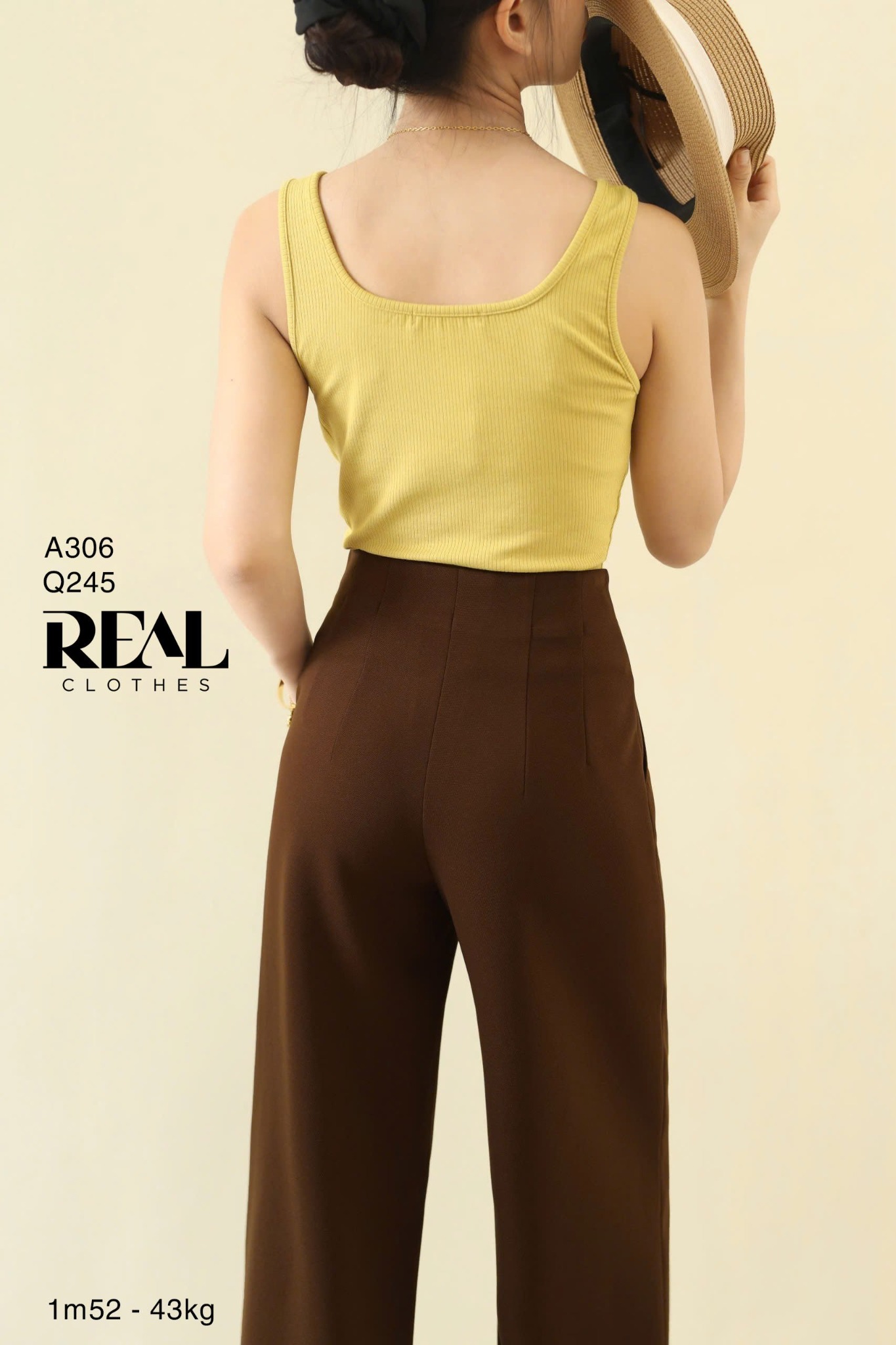 Quần suông Tokyo nút nâu đậm