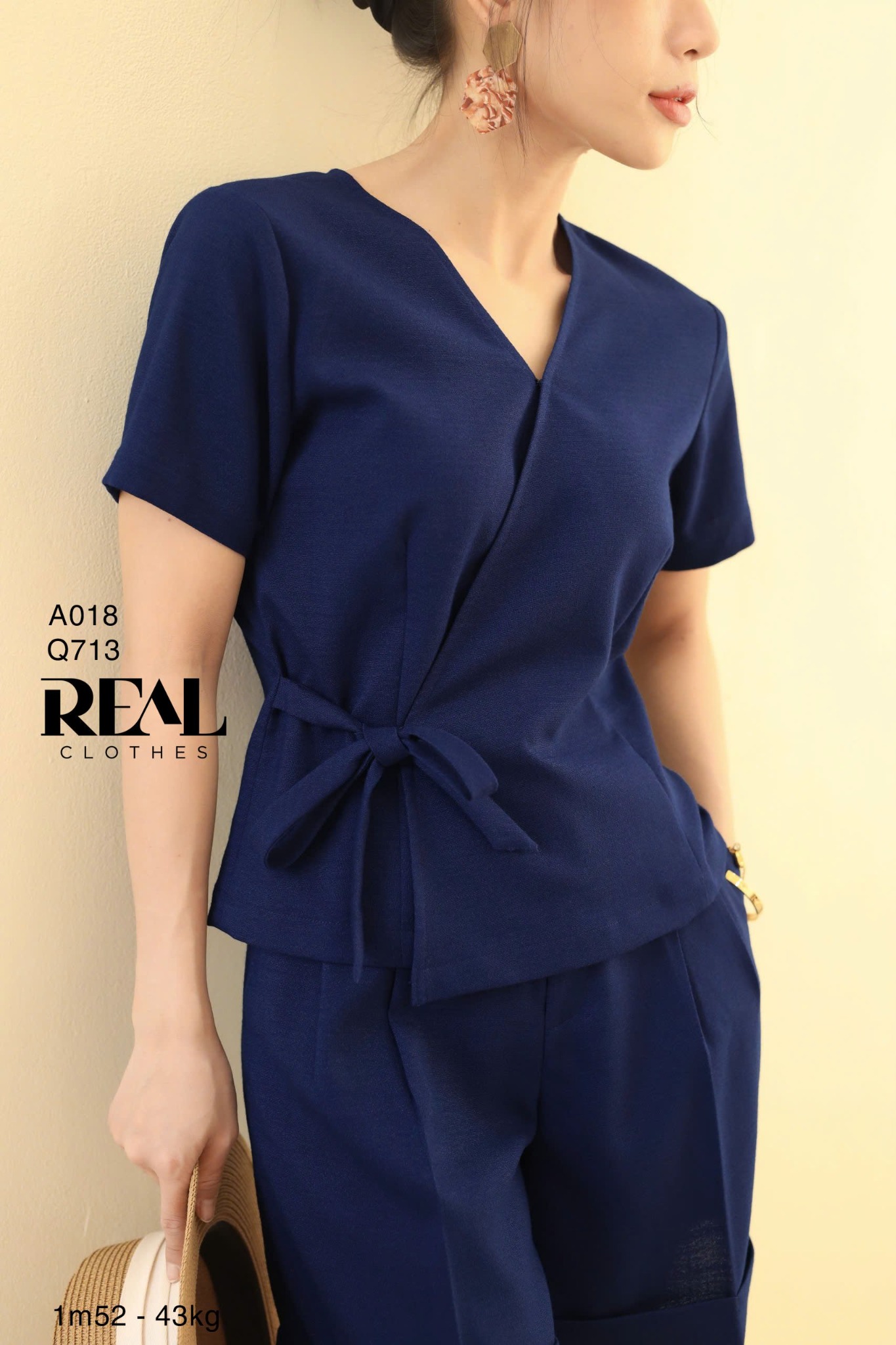 Áo chéo linen navy