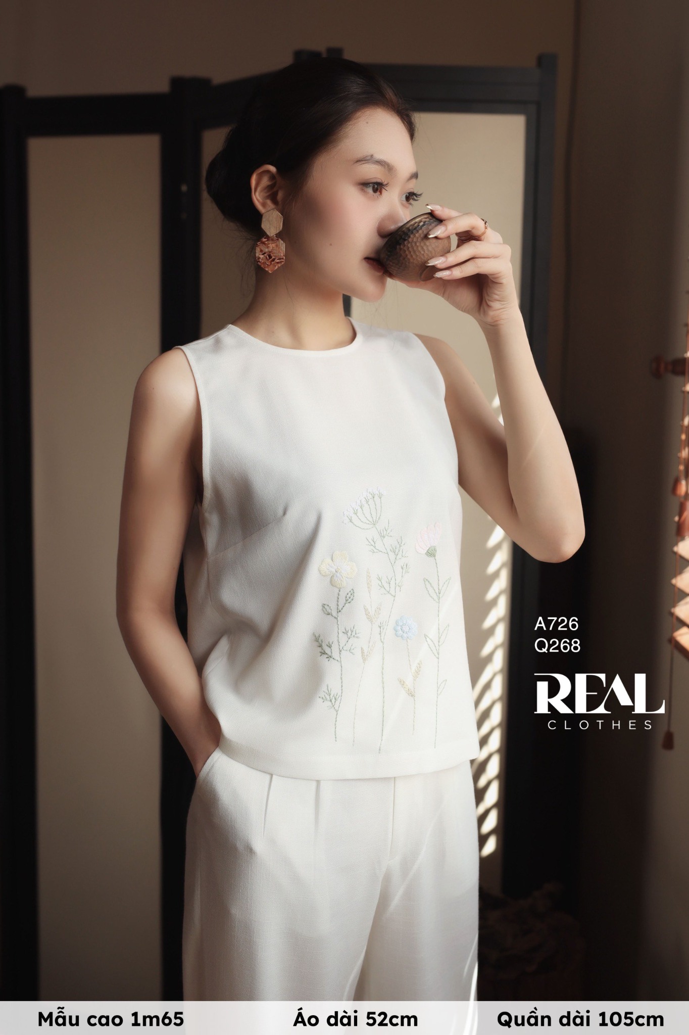 Quần suông Tokyo nút linen trắng