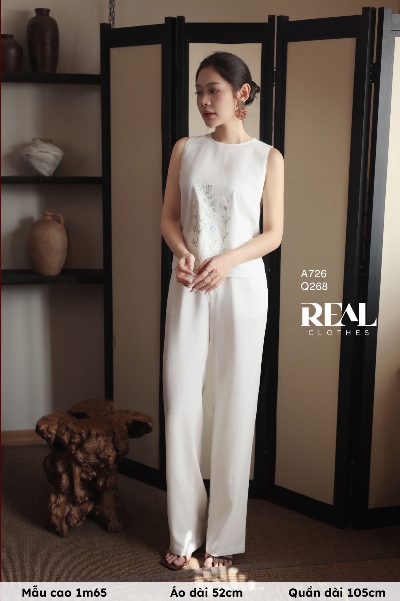 Quần suông Tokyo nút linen trắng