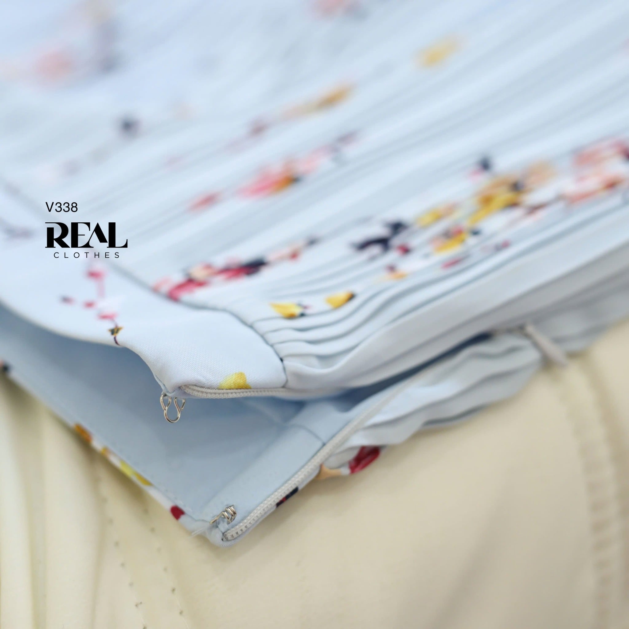 Váy dập li hoa xanh FINAL SALE