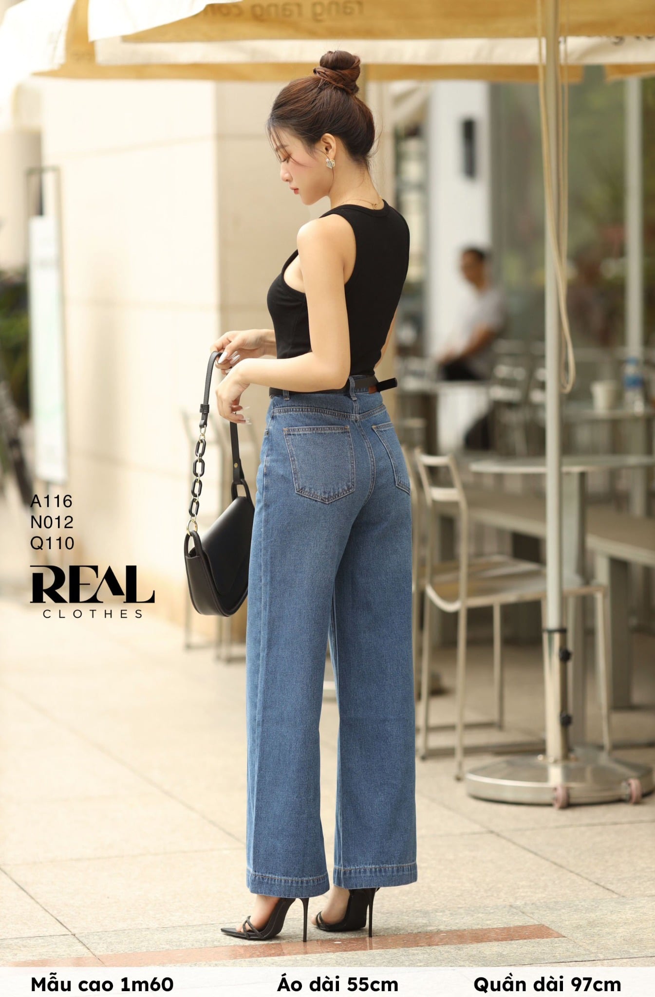 Quần Jeans suông xanh