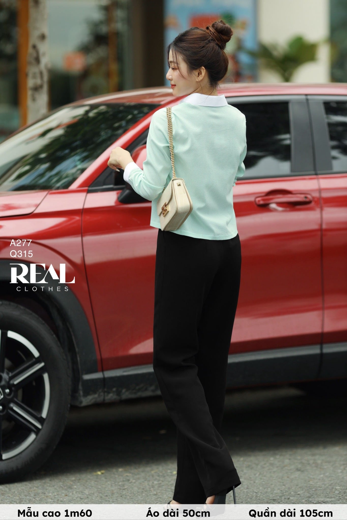 Sơ mi crop xốp sọc mint SALE - size XS