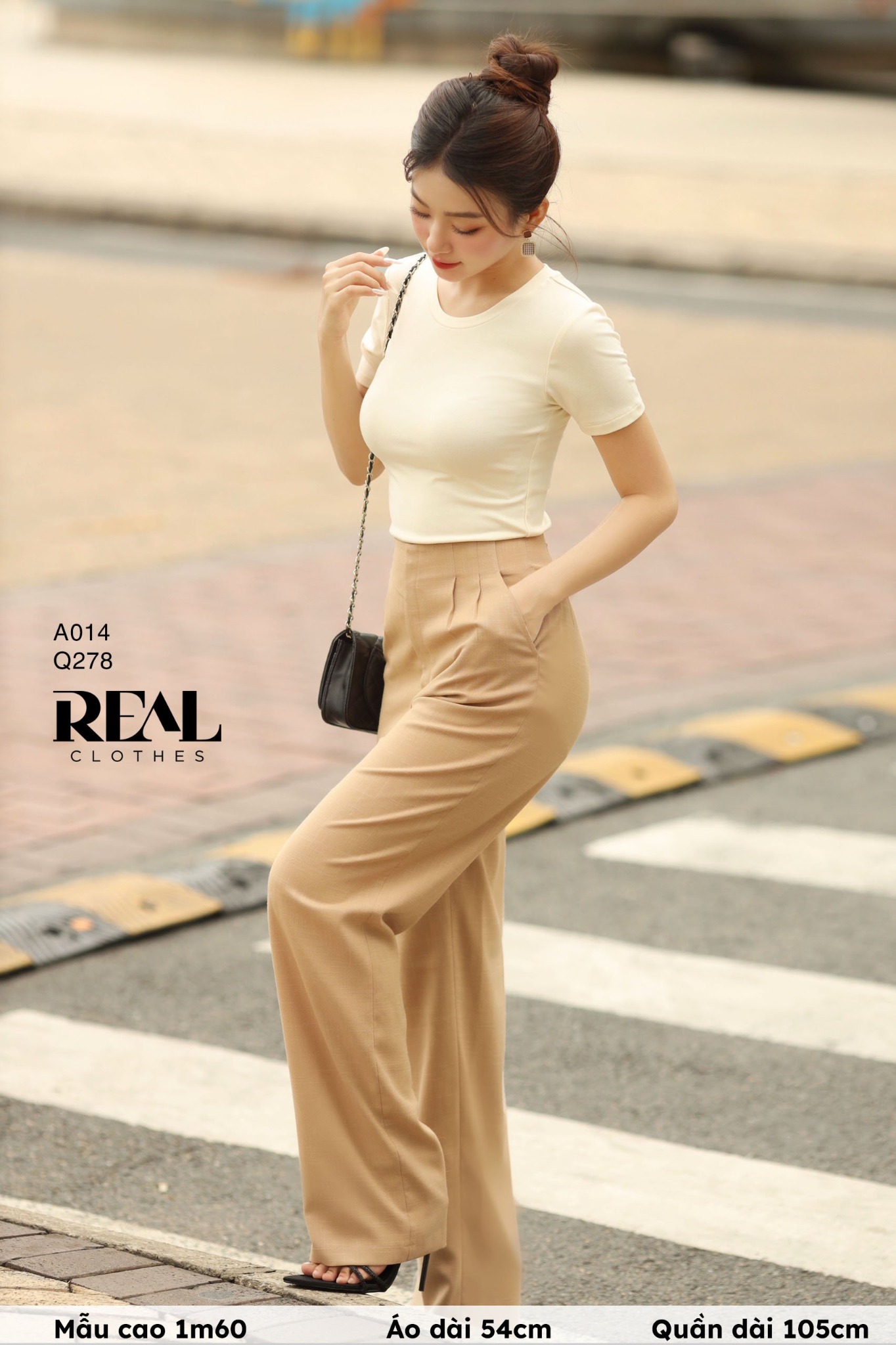 Quần suông Tokyo nút linen cà phê sữa