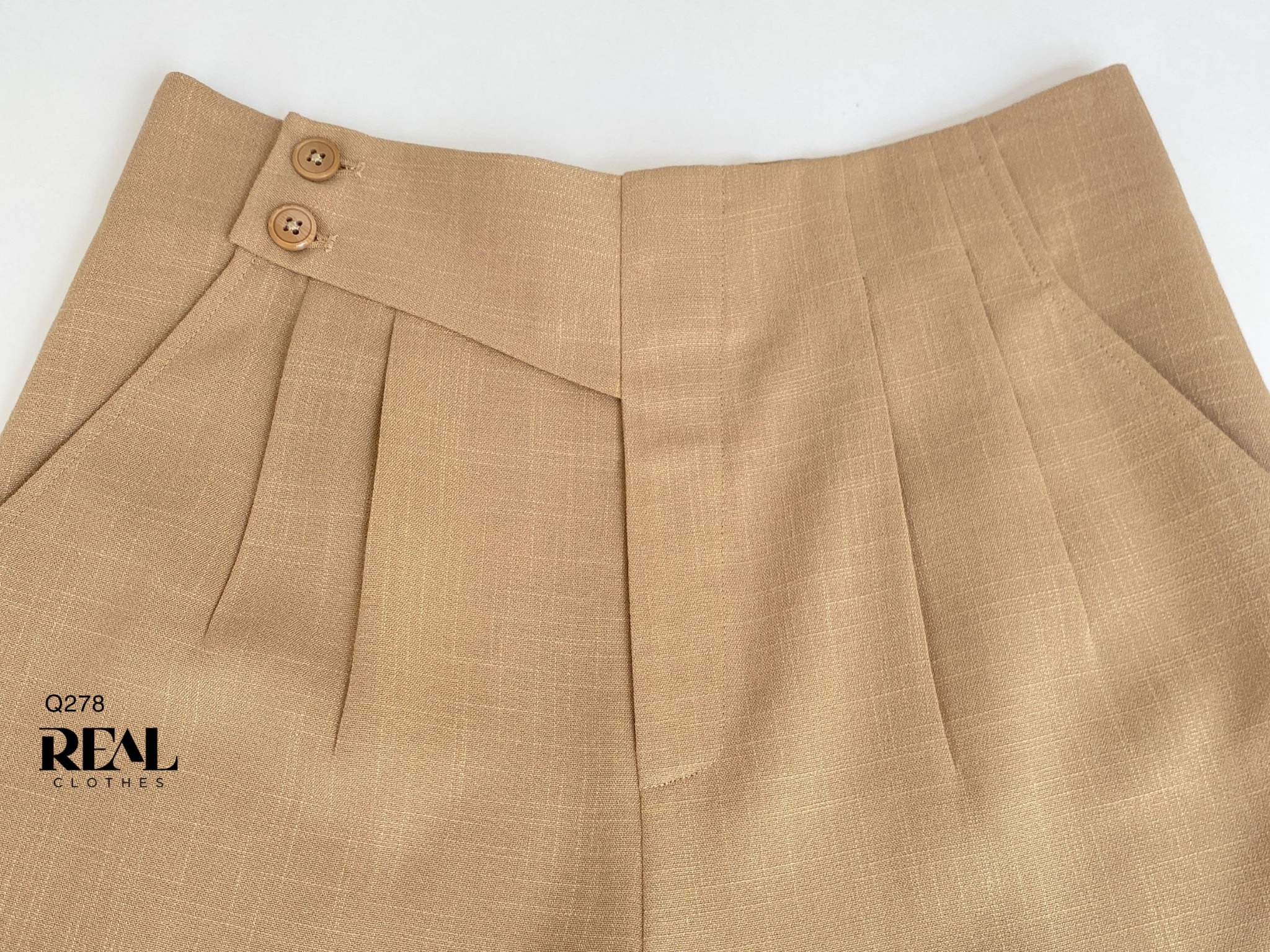 Quần suông Tokyo nút linen cà phê sữa