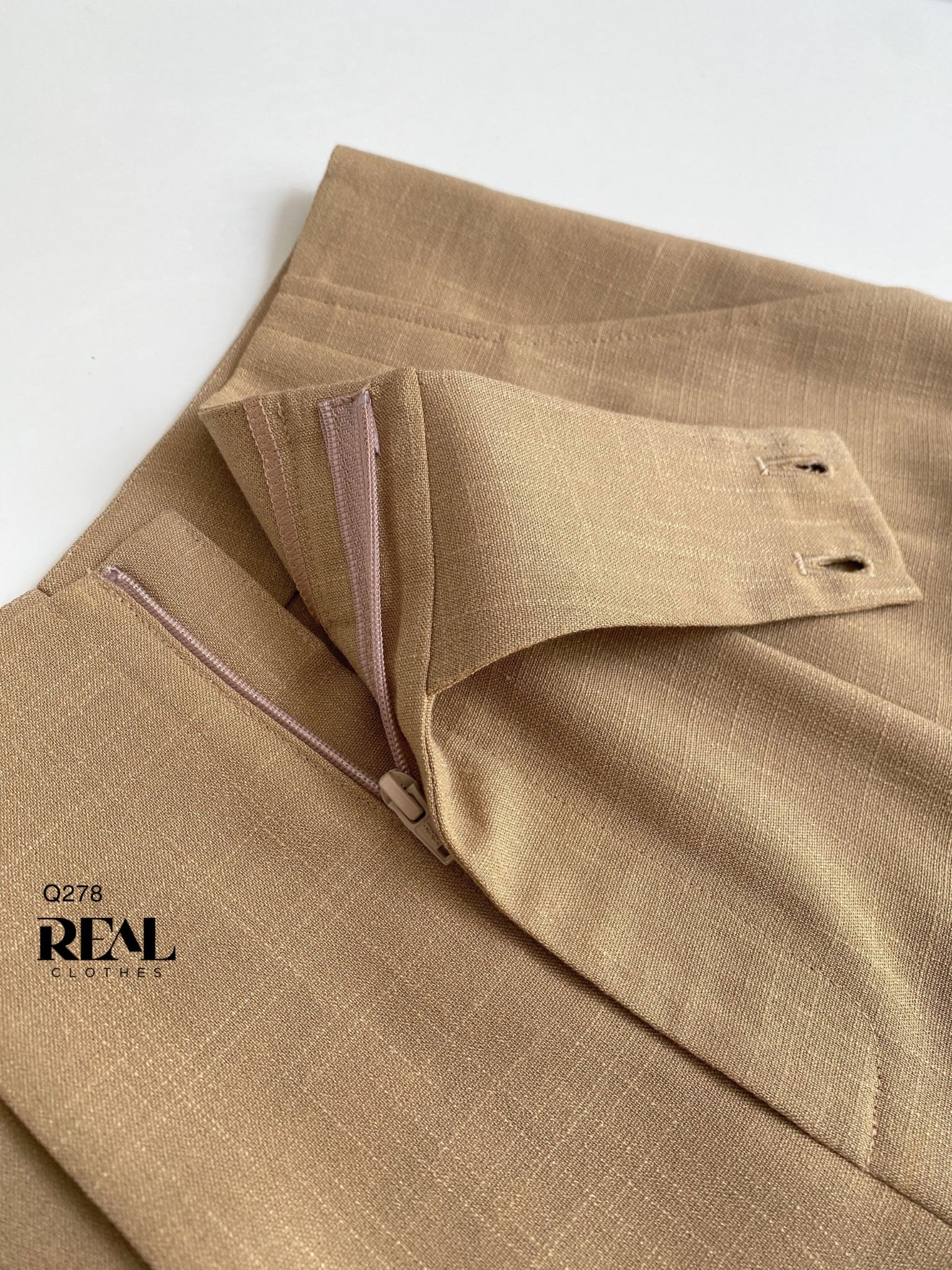 Quần suông Tokyo nút linen cà phê sữa