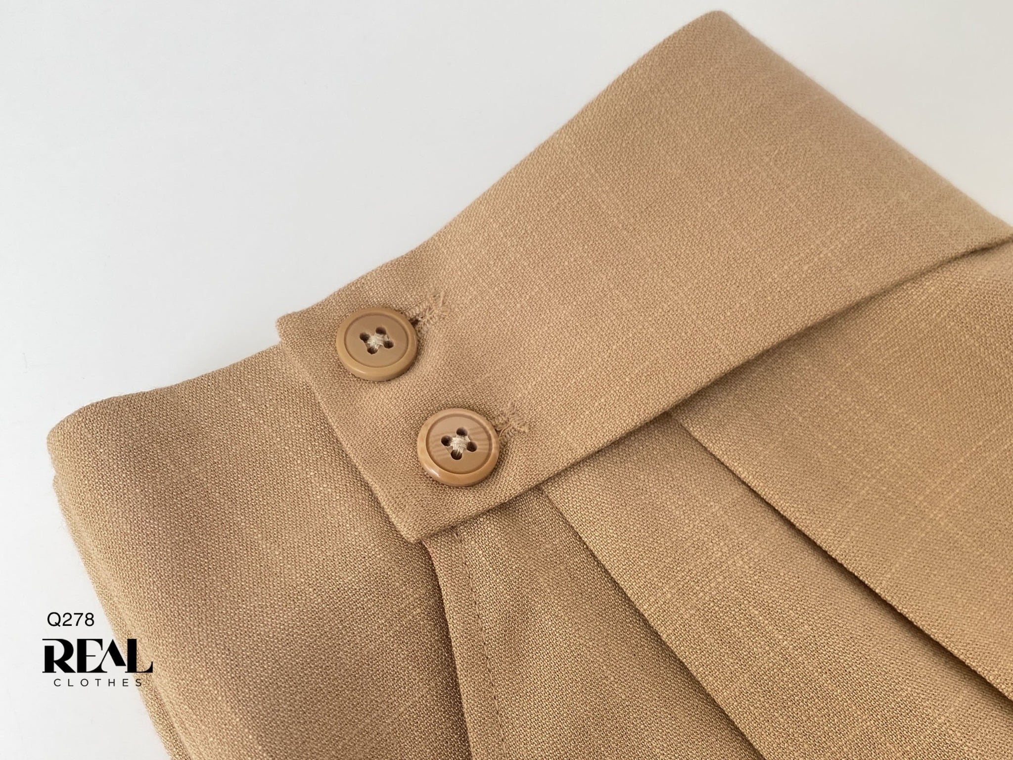 Quần suông Tokyo nút linen cà phê sữa