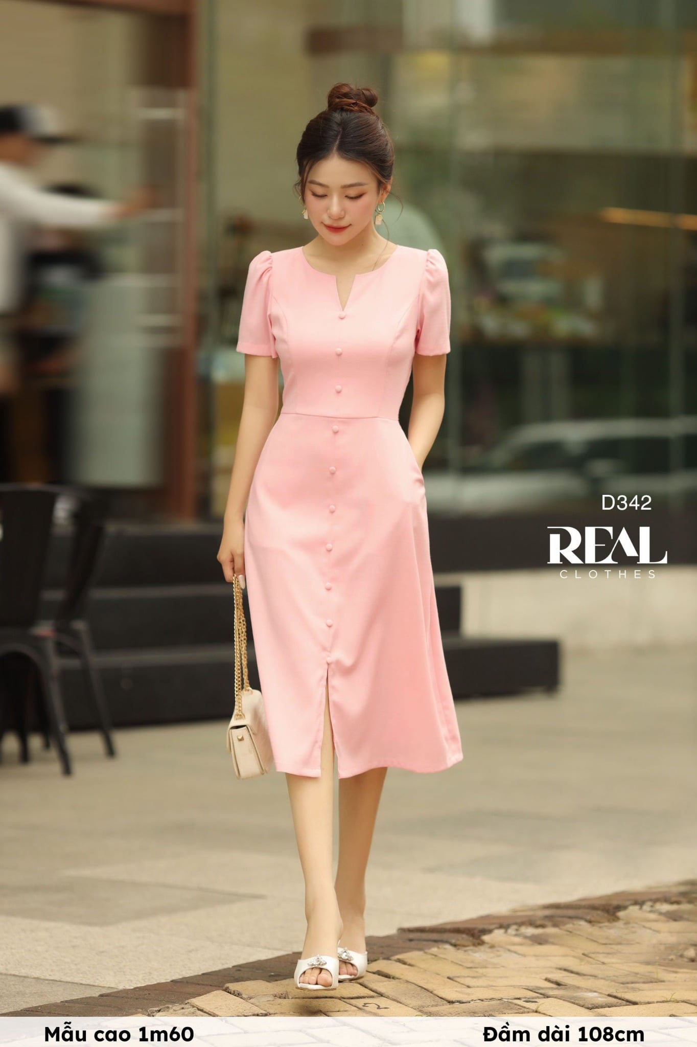 Đầm london linen hồng