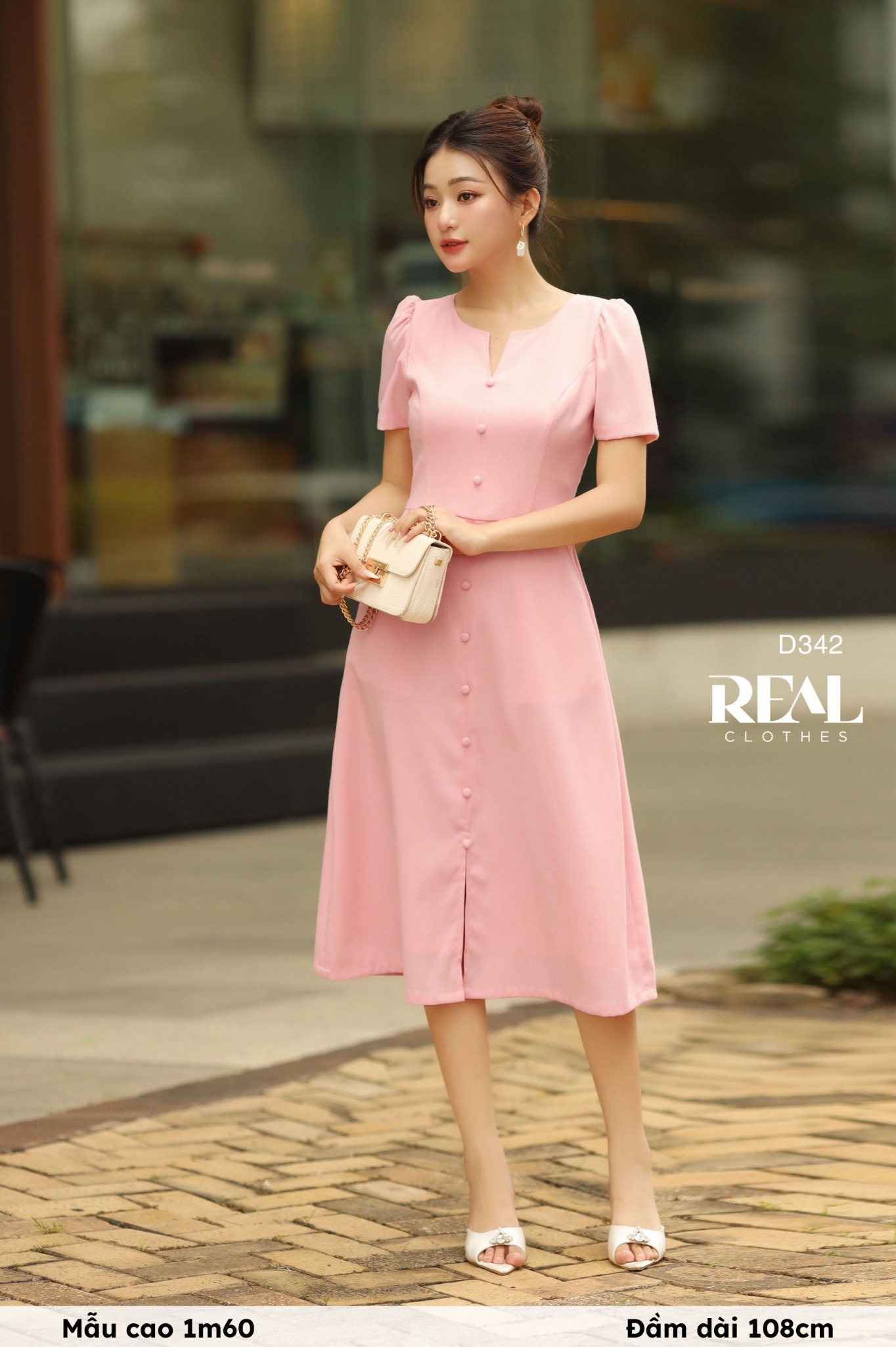 Đầm london linen hồng