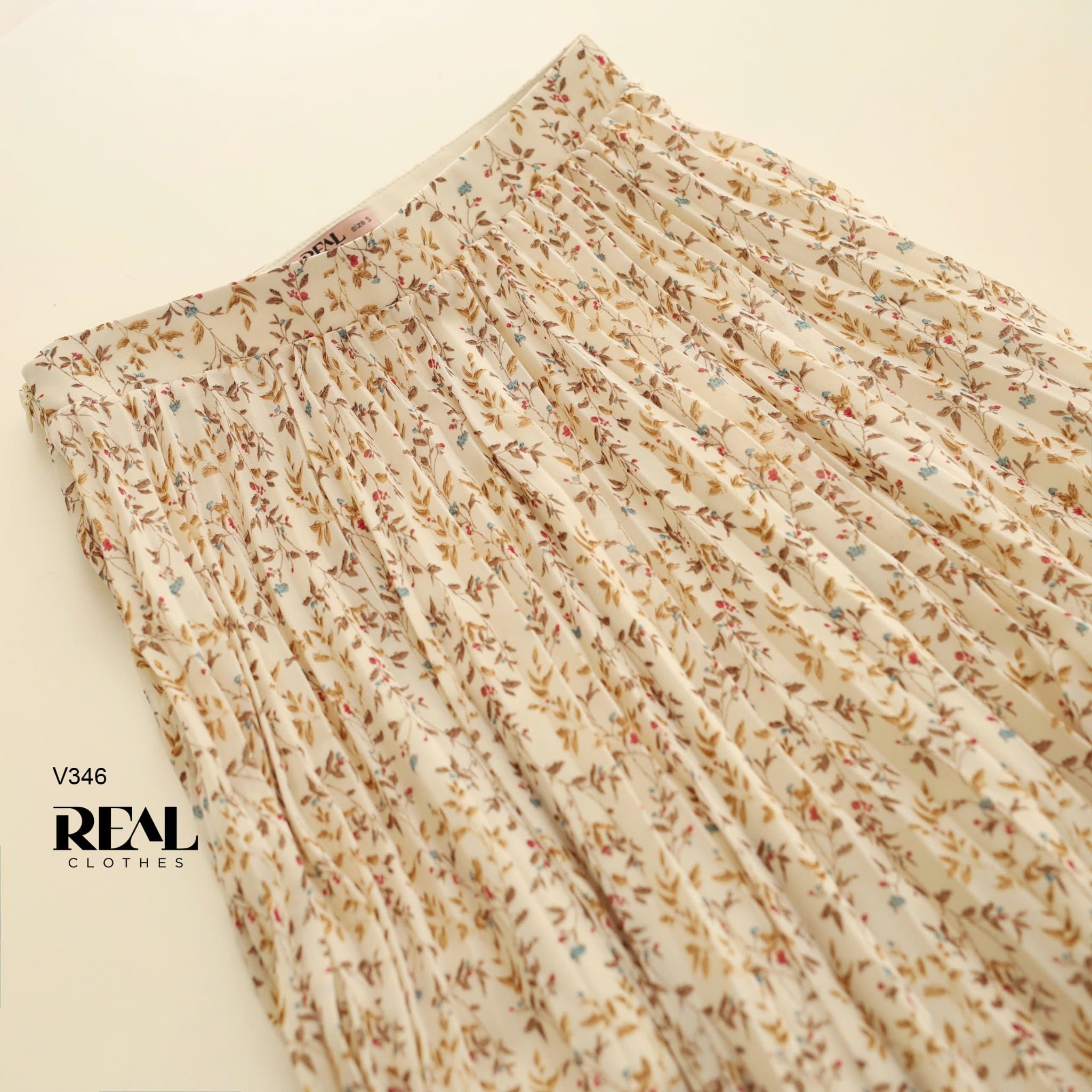 Váy rẻ quạt hoa kem FINAL SALE - size S