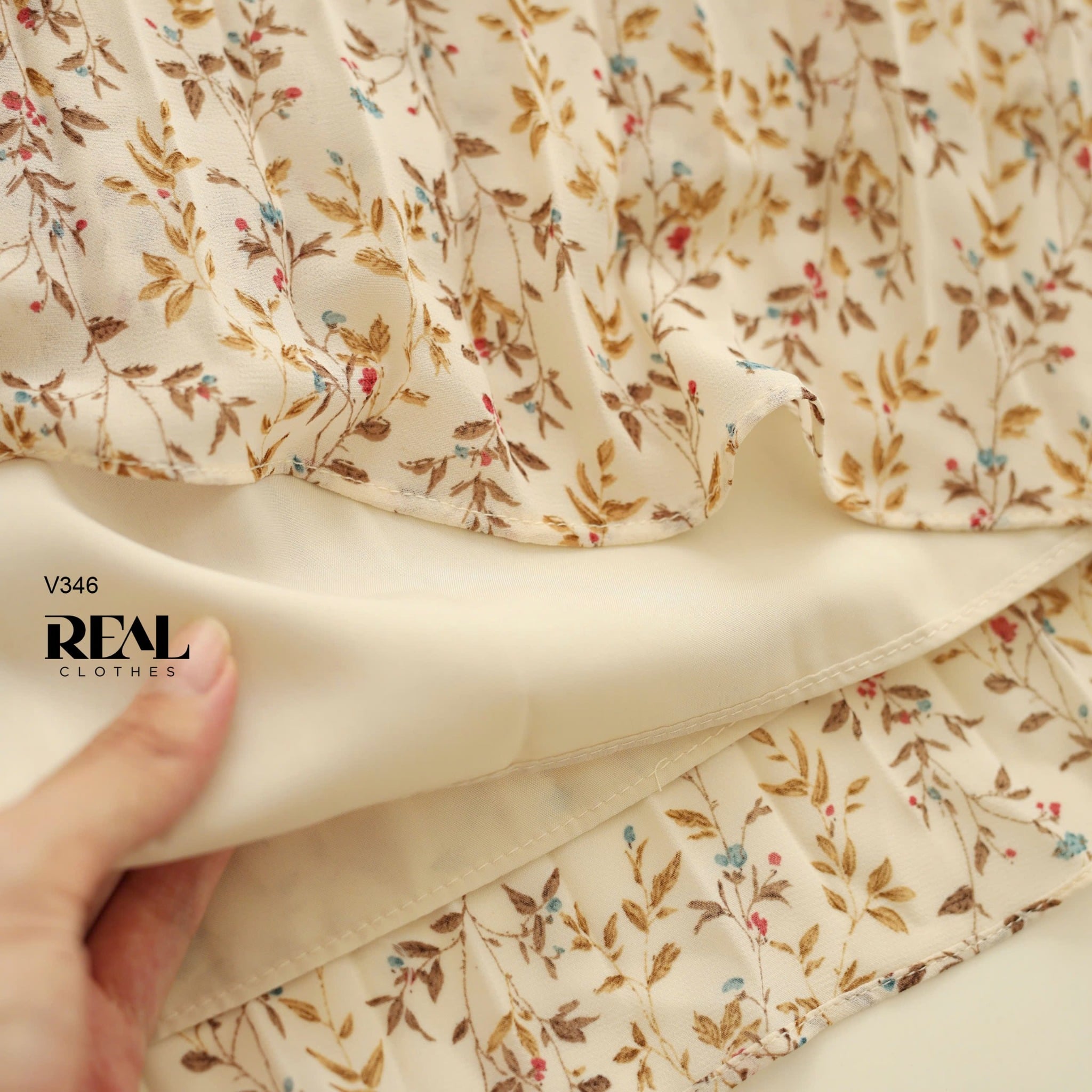 Váy rẻ quạt hoa kem FINAL SALE - size S