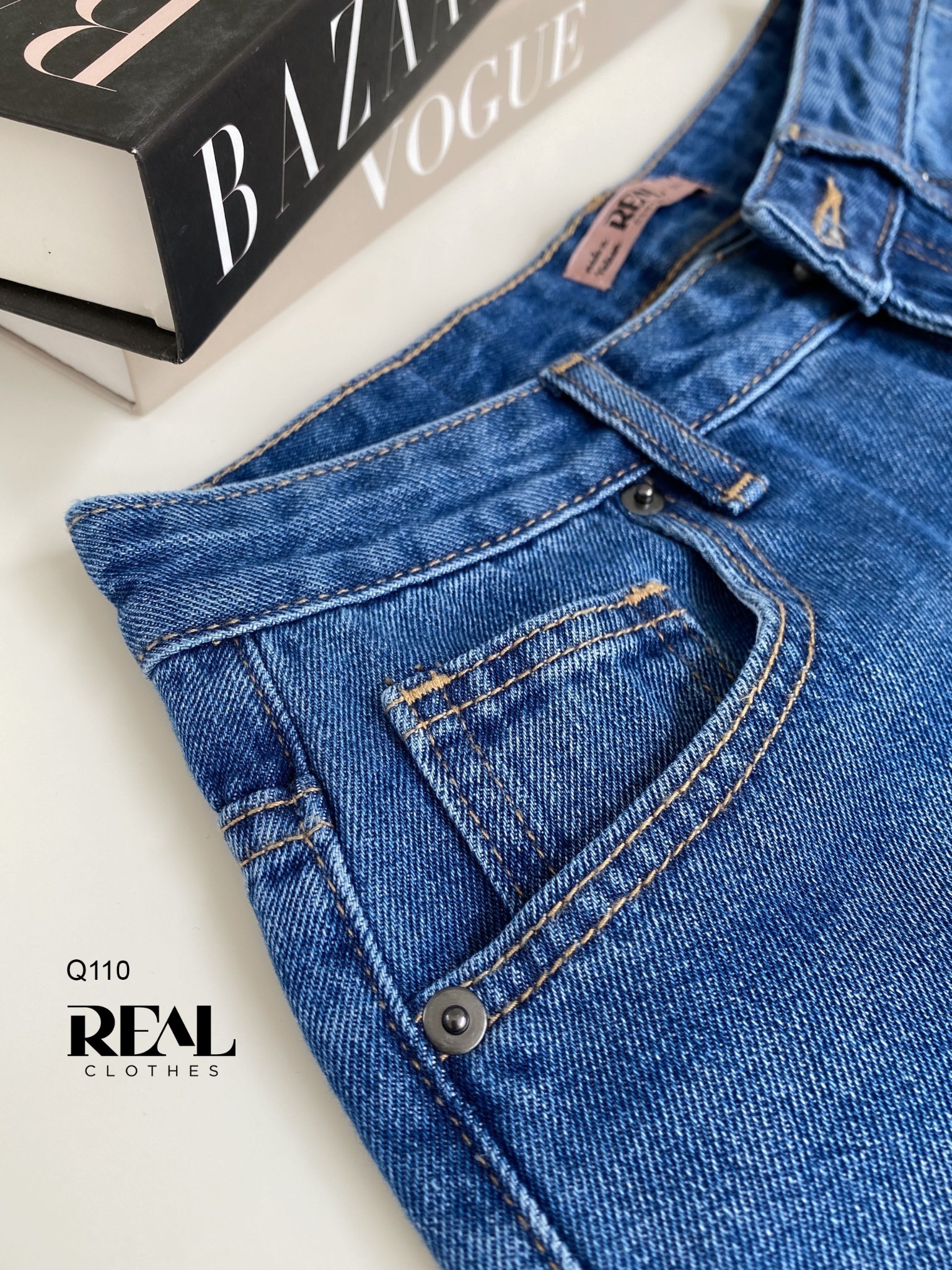 Quần Jeans suông xanh