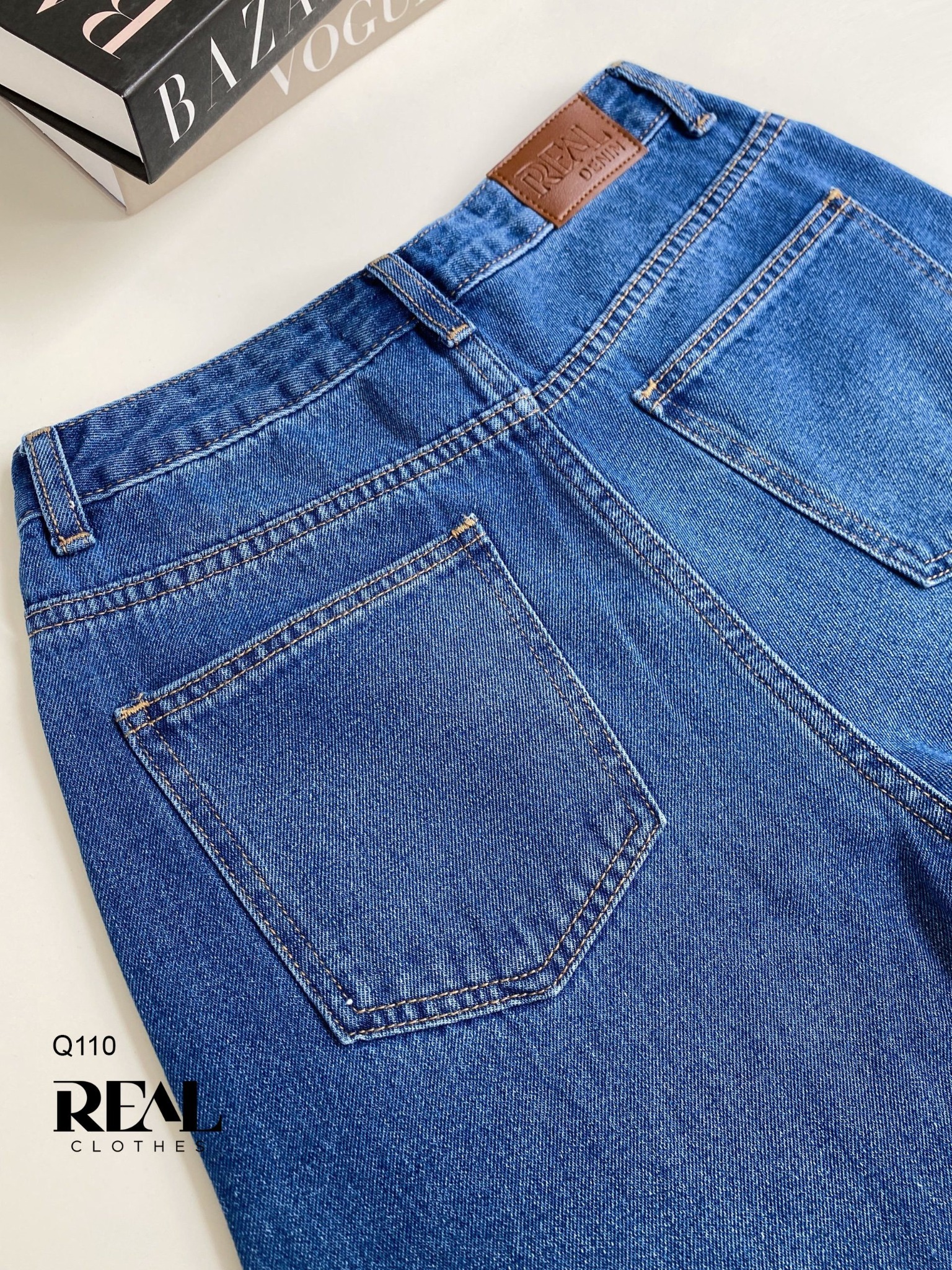 Quần Jeans suông xanh
