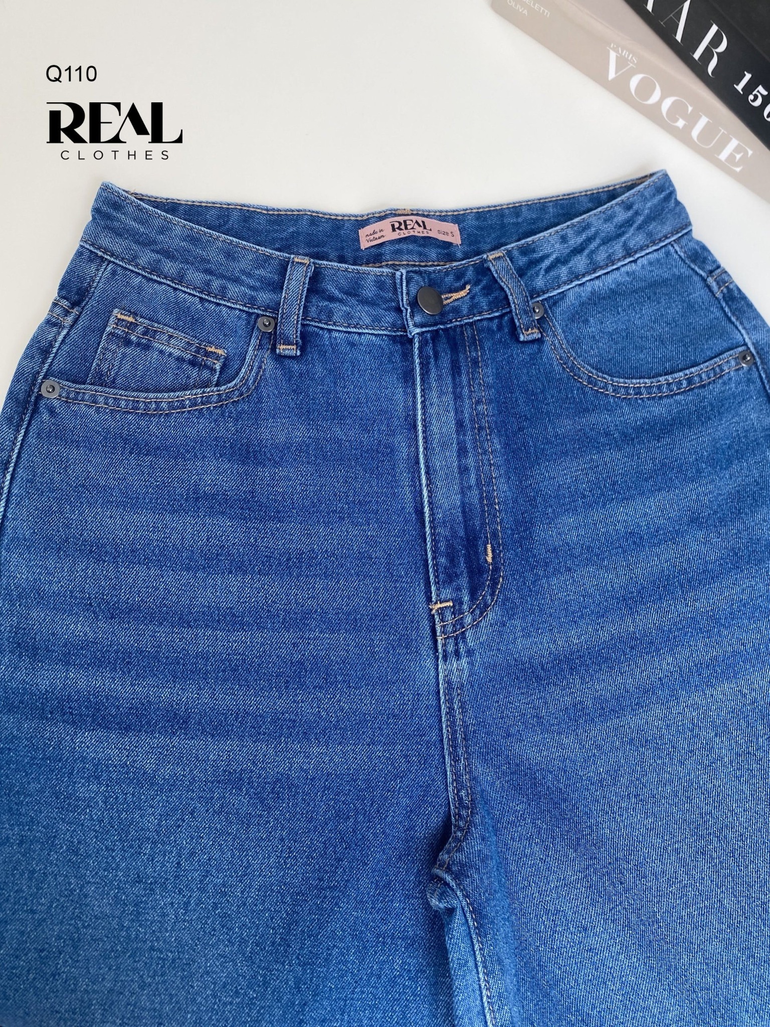 Quần Jeans suông xanh