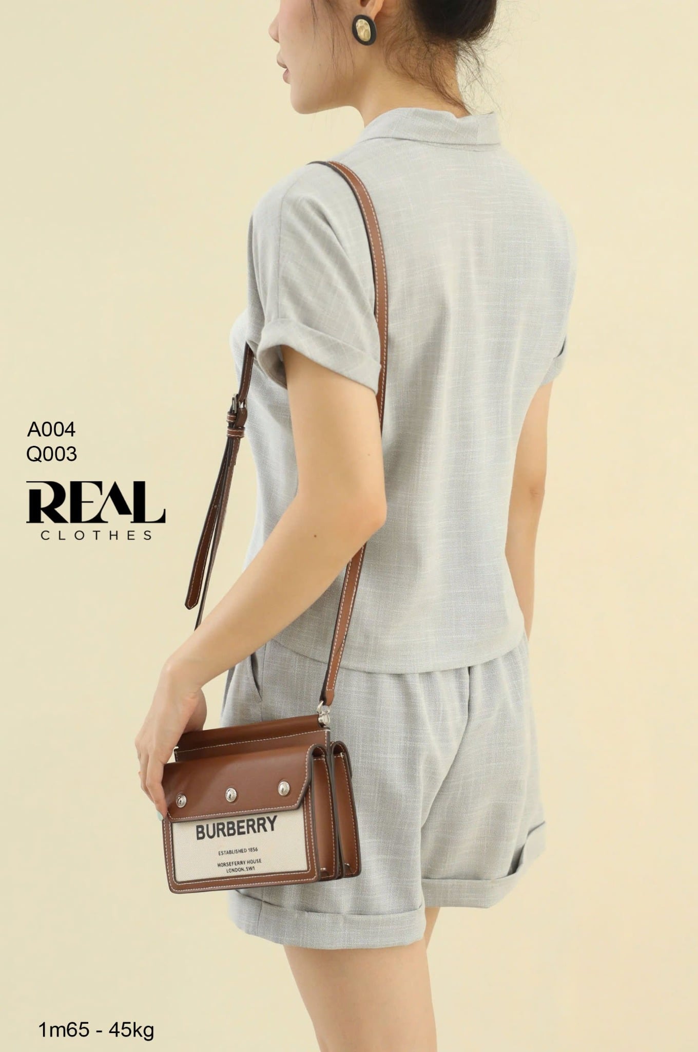 Quần short lưng thun linen xám SALE