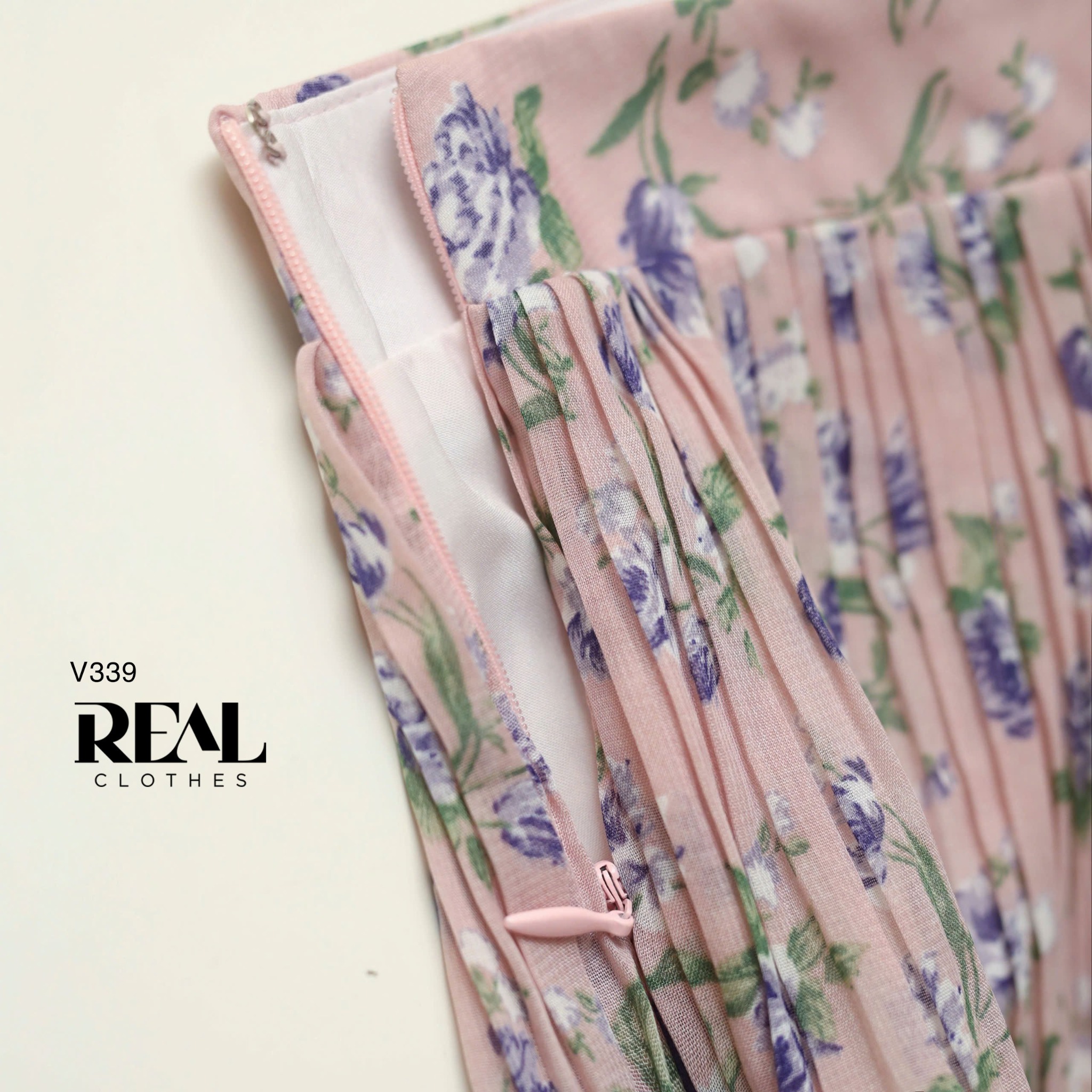 Váy dập li hoa tím FINAL SALE