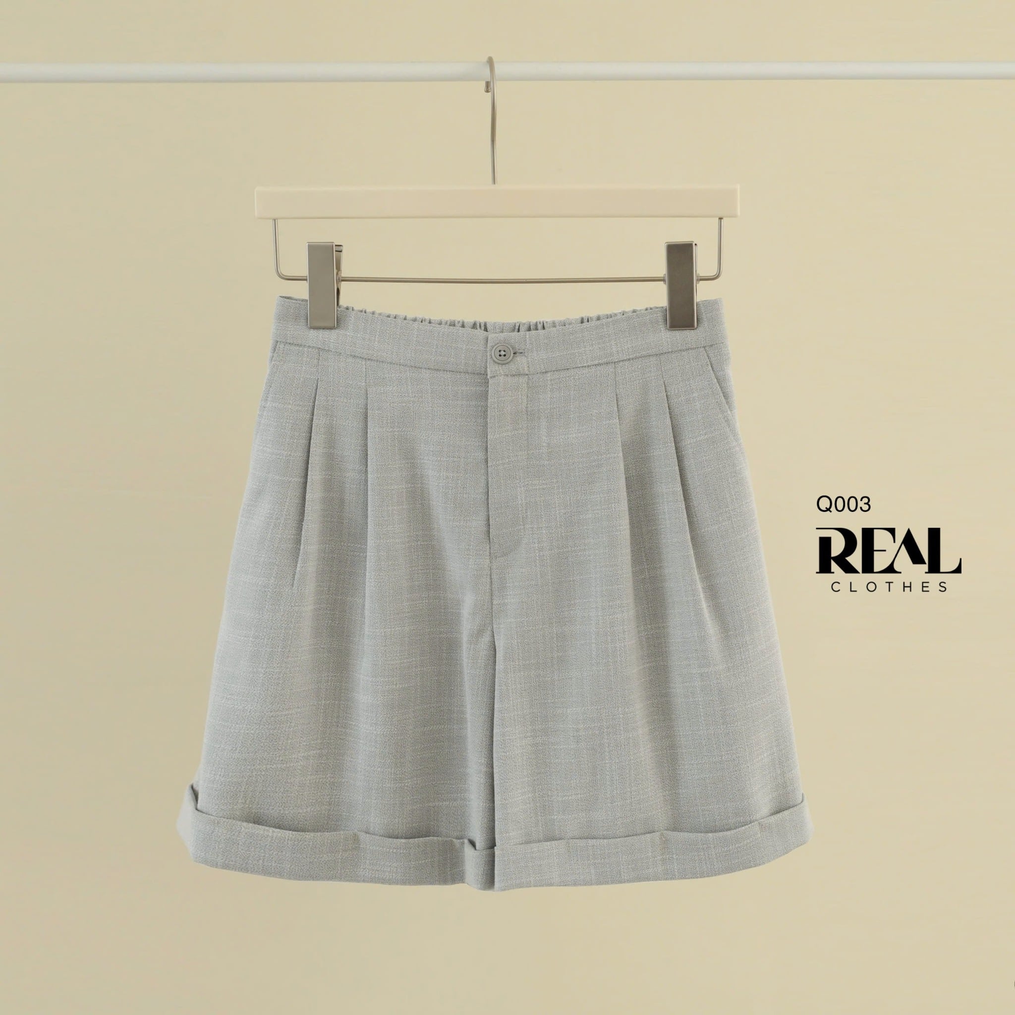Quần short lưng thun linen xám SALE