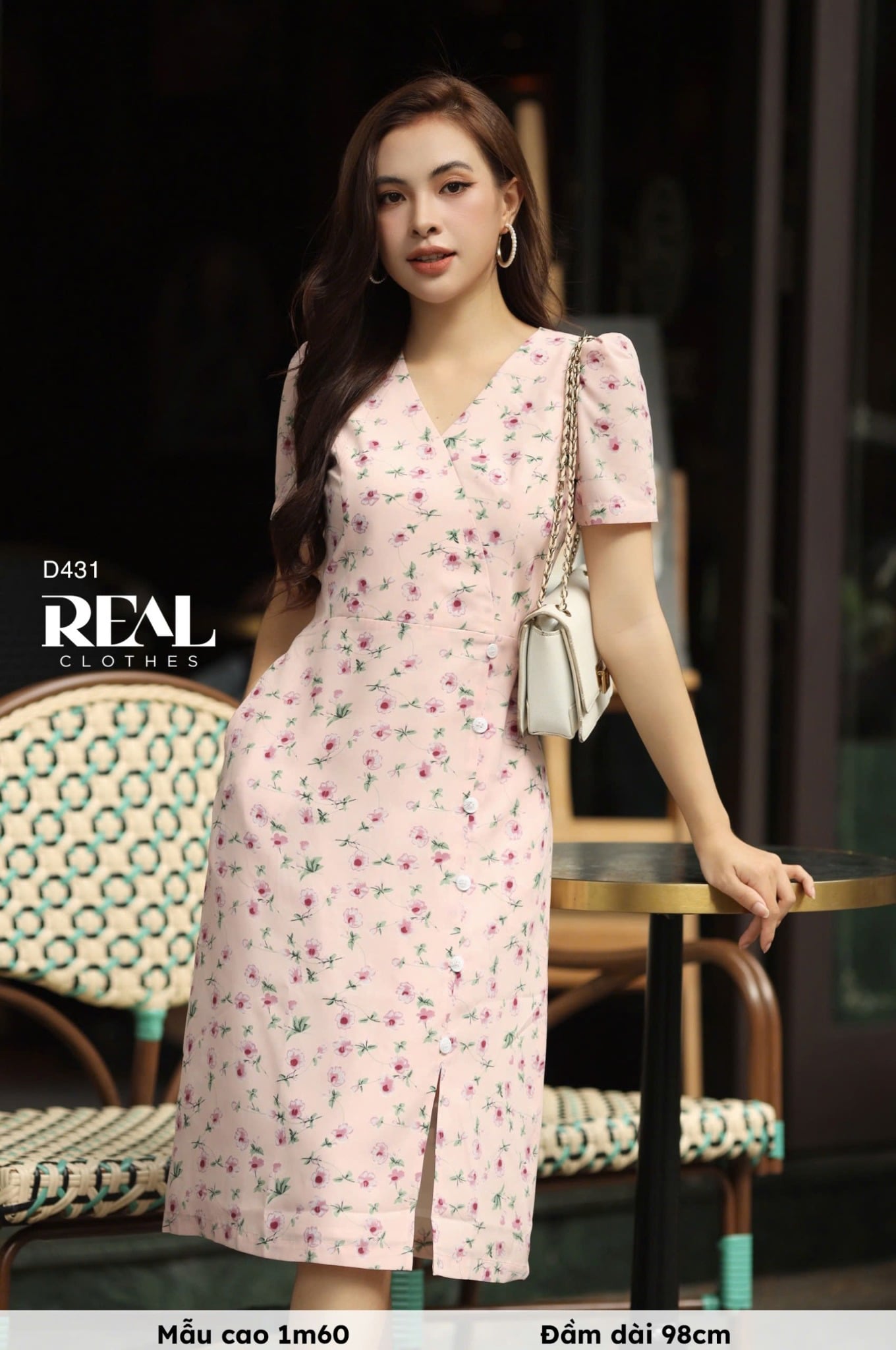 Đầm chéo hồng phấn SALE