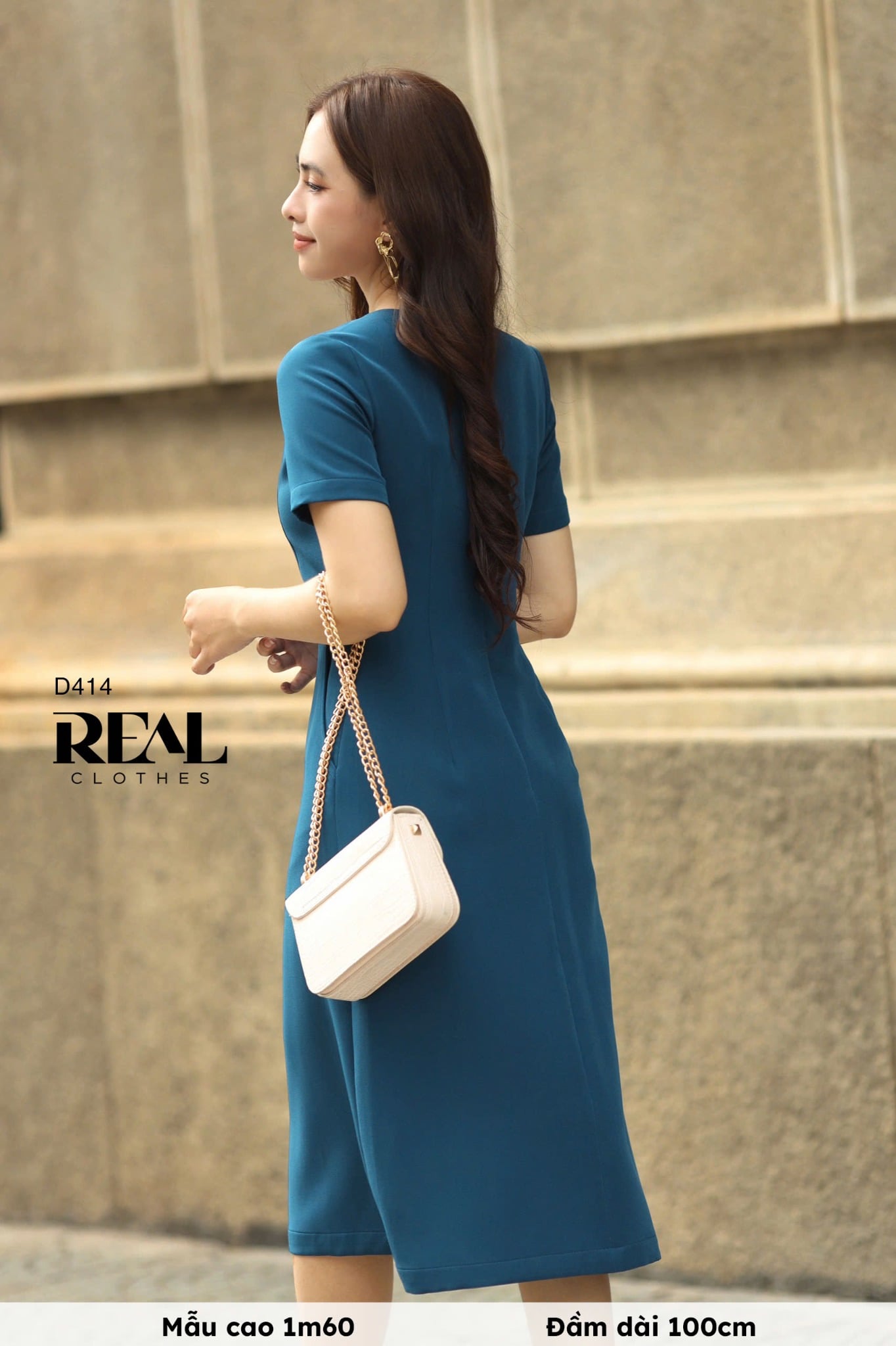 Đầm sarah xanh cổ vịt