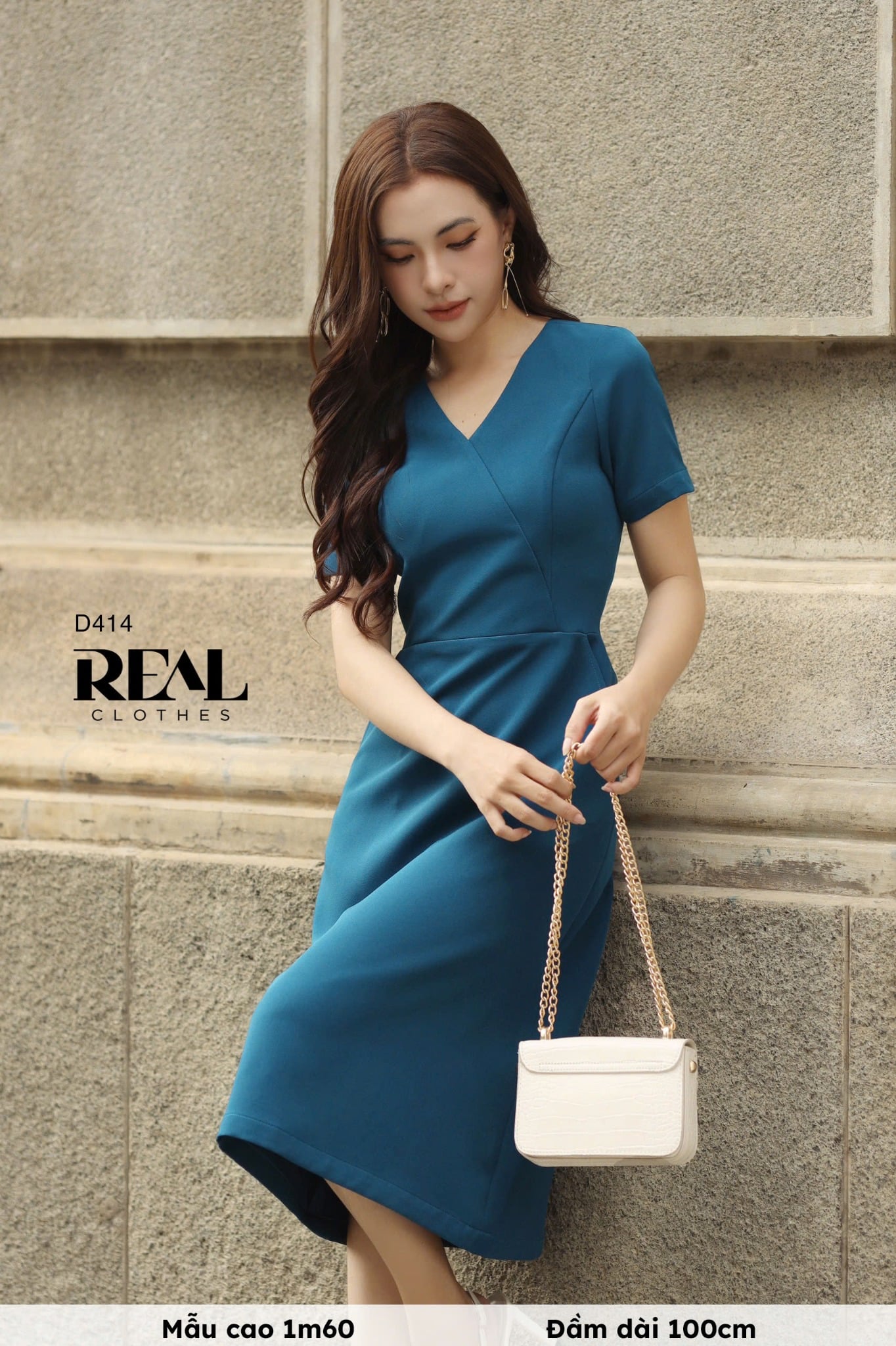 Đầm sarah xanh cổ vịt