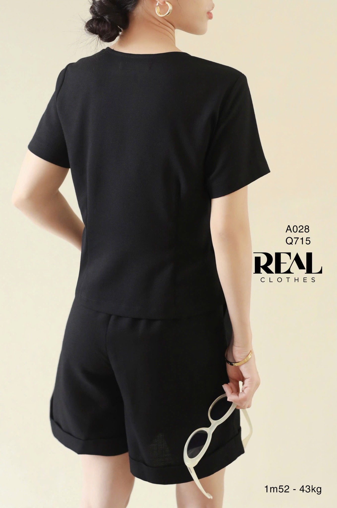 Áo chéo linen đen