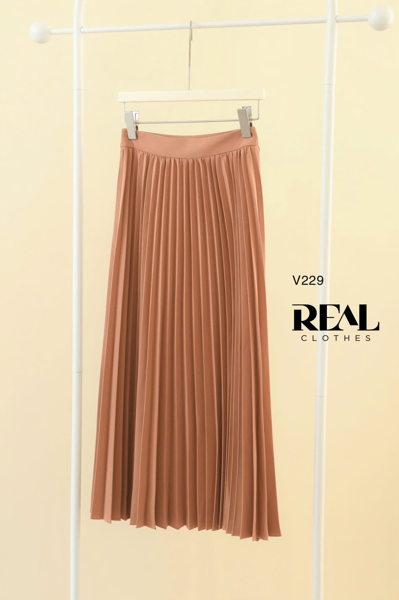 Váy pleated nâu 75cm FINAL SALE