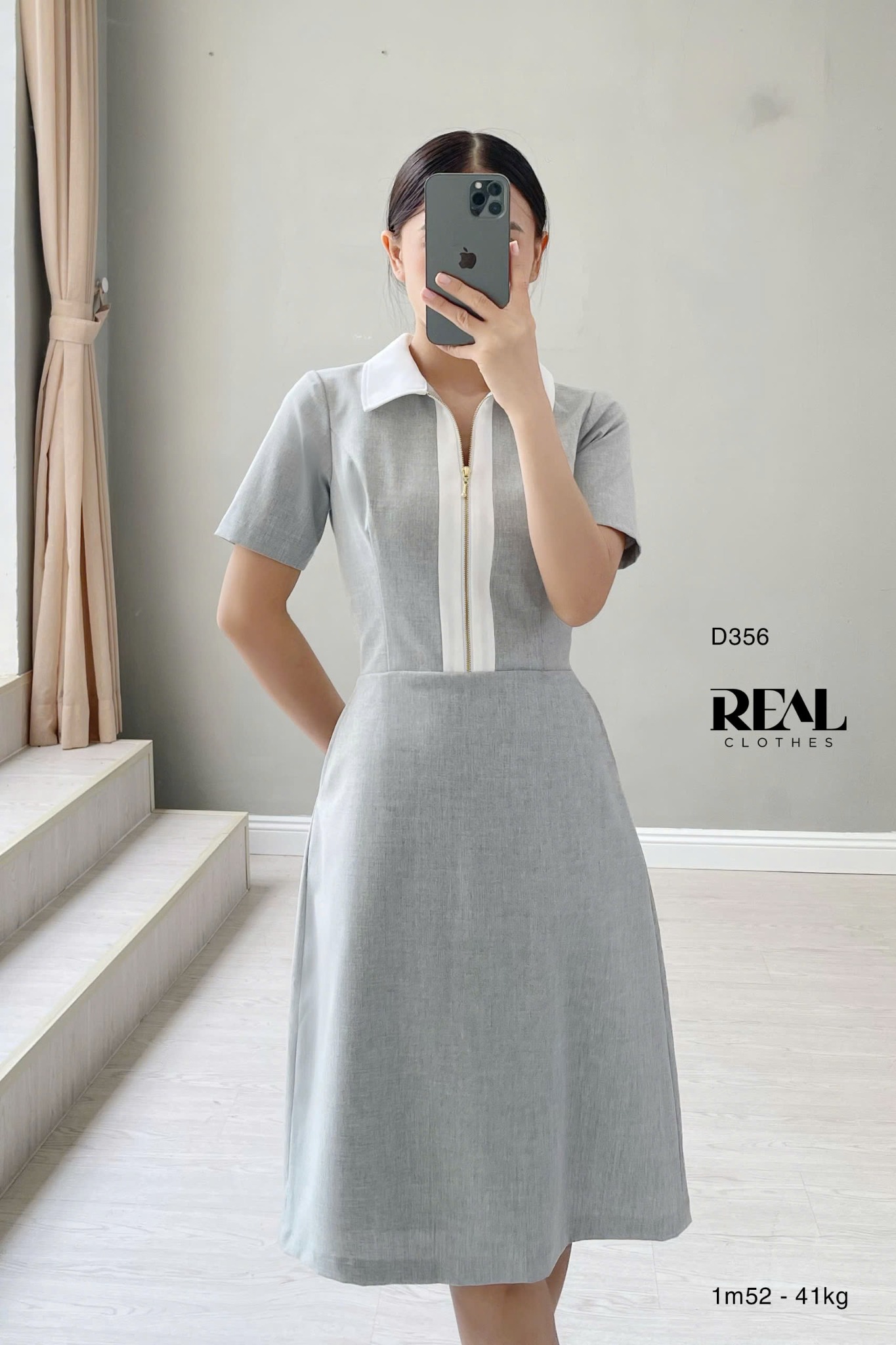 Đầm Zipper xám nhạt SALE