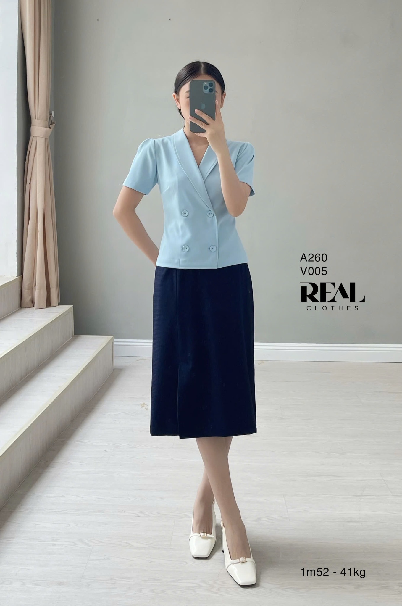 Váy Japan cách điệu ô vuông xanh SALE - size XS