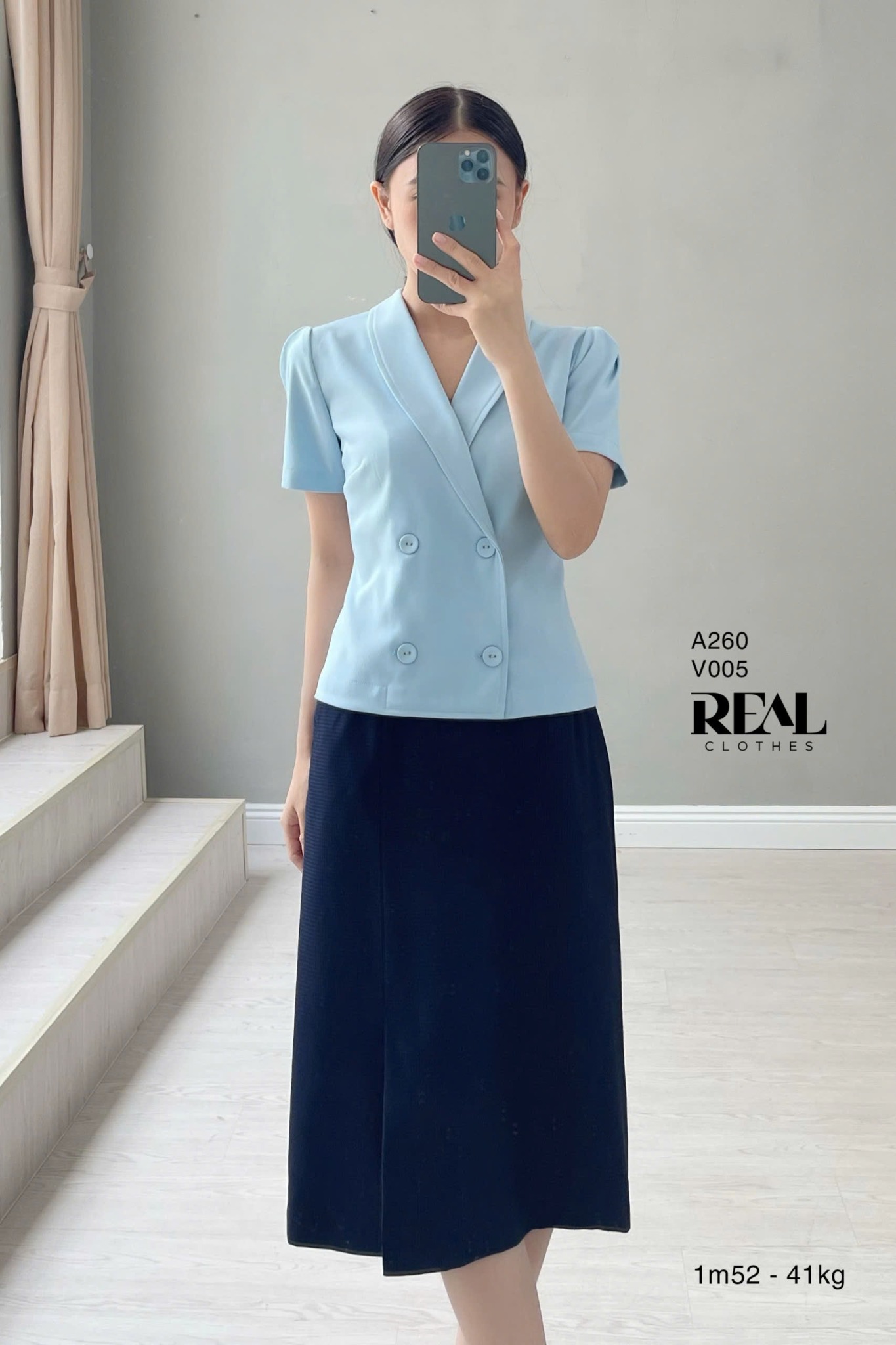 Váy Japan cách điệu ô vuông xanh SALE - size XS