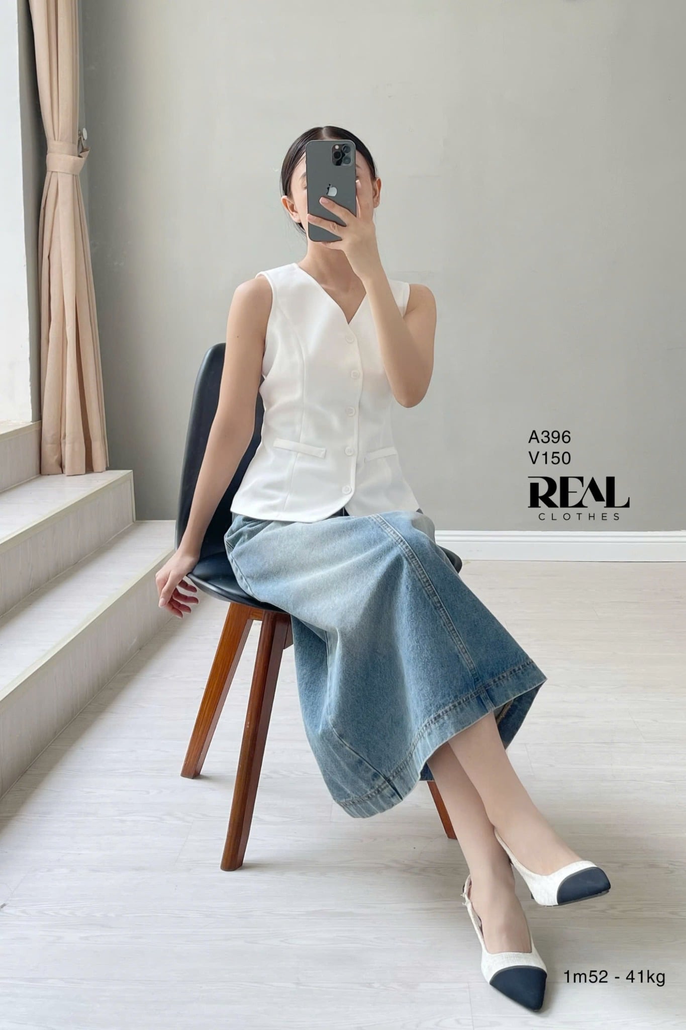 Áo kiểu ghile trắng