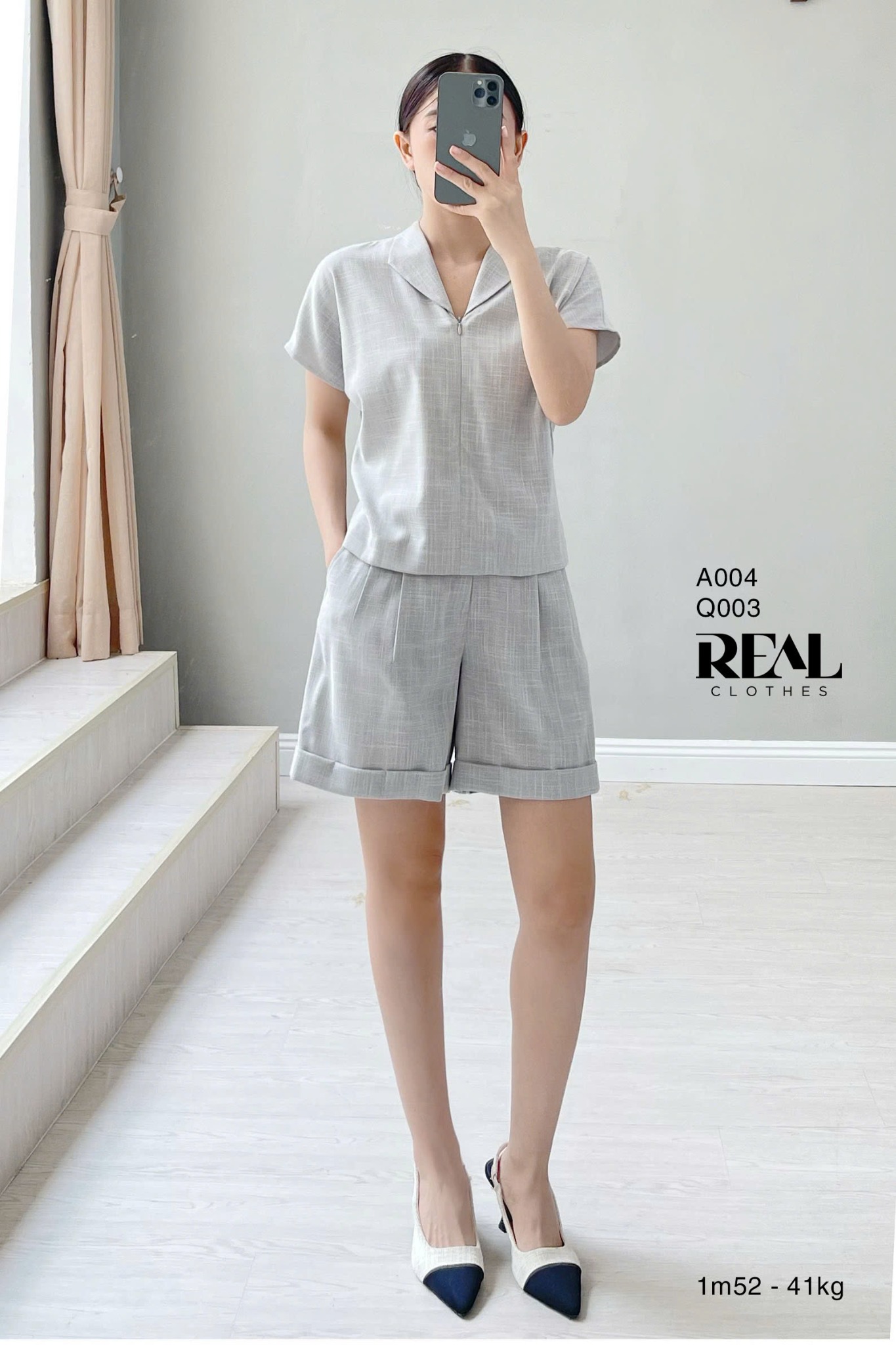 Áo cánh dơi linen xám