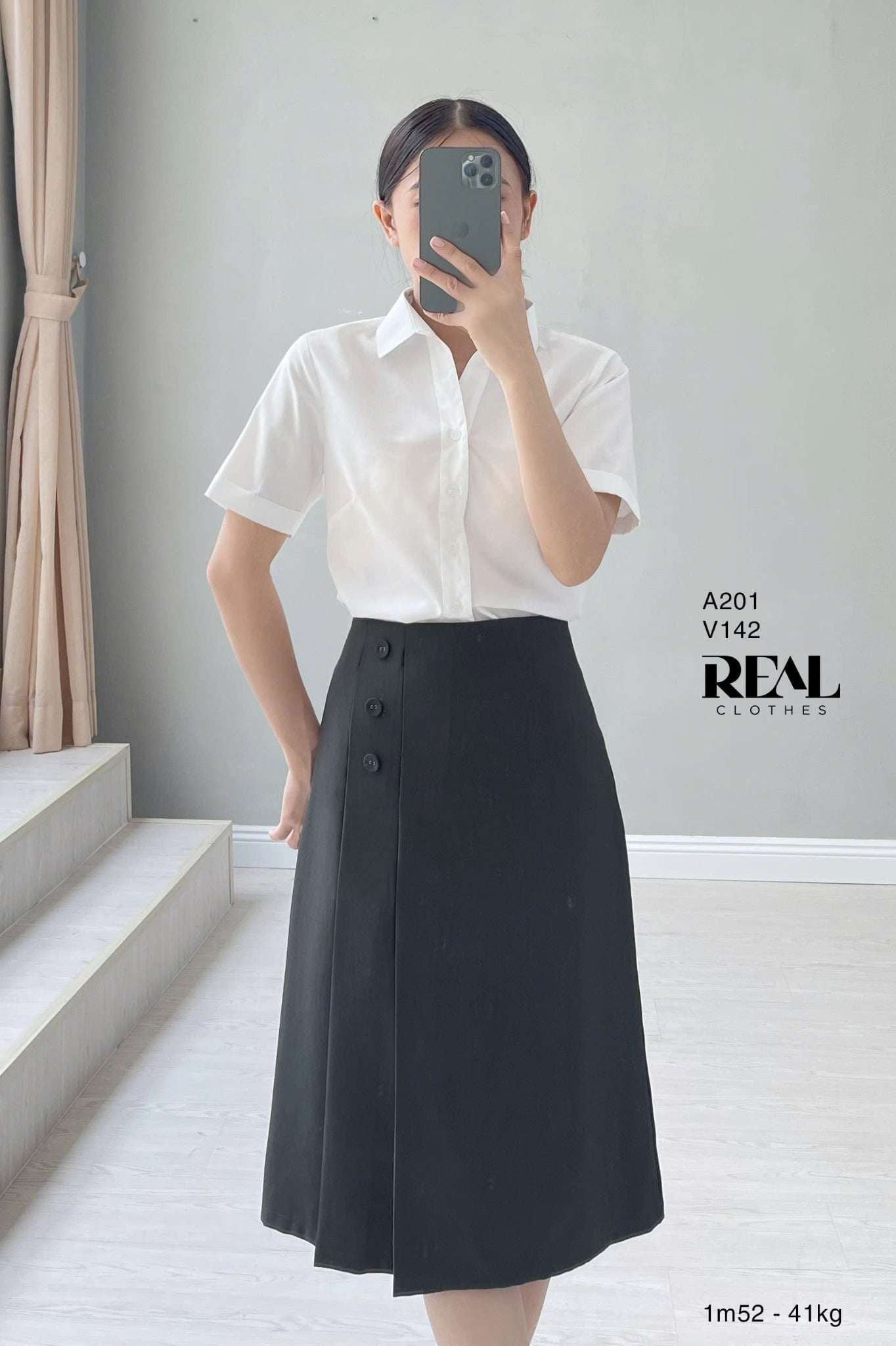 Sơ mi lụa sồi trắng tay đủ