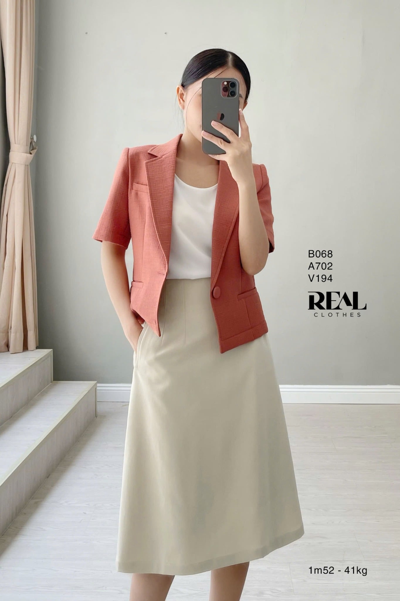 Blazer tay ngắn cam gạch MỚI