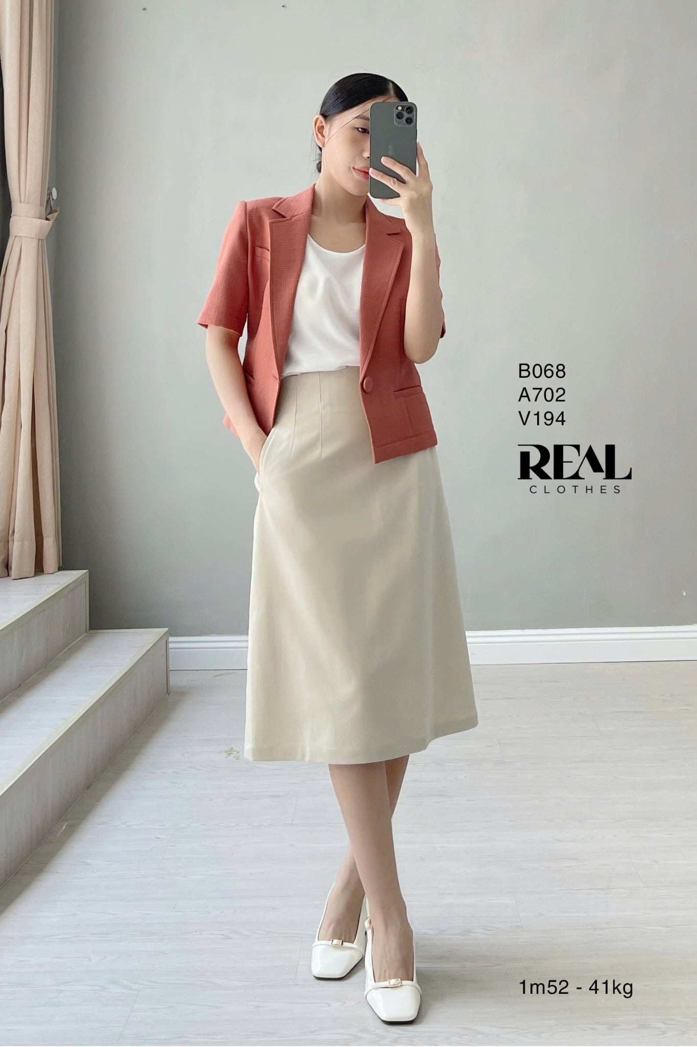 Blazer tay ngắn cam gạch MỚI